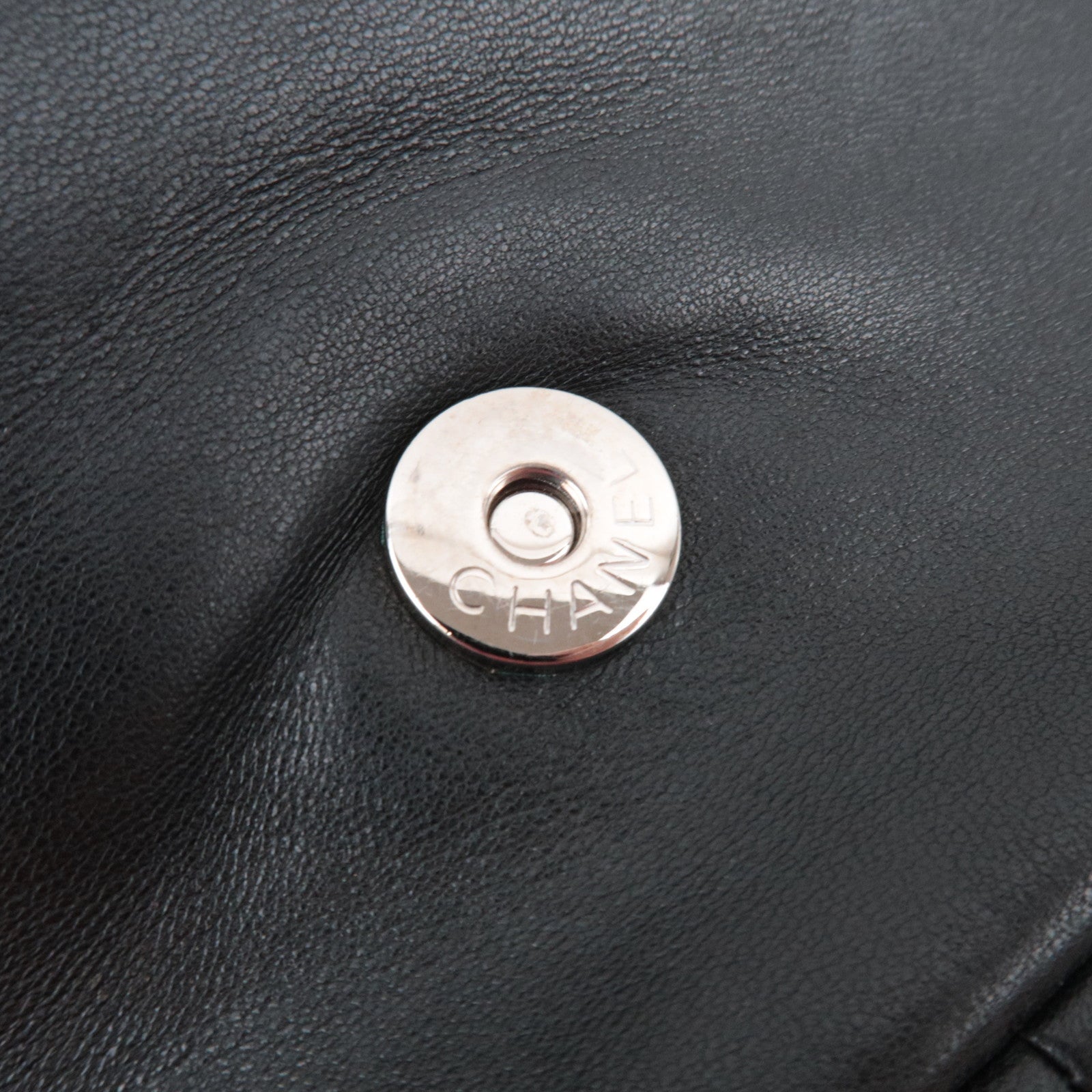 CHANEL Studs Coco Mark Chain Shoulder Bag Leather Black 12341648 *G card