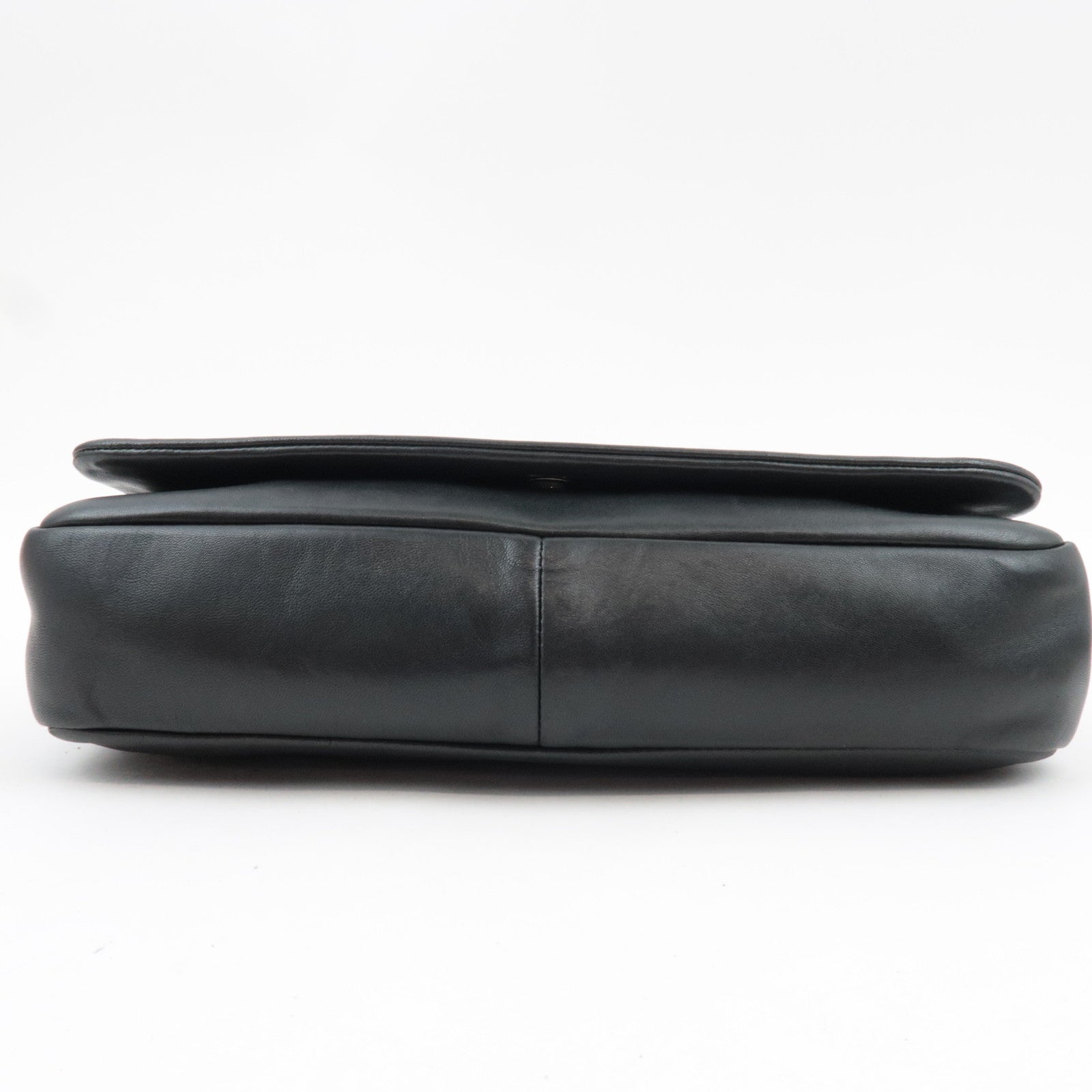 CHANEL Studs Coco Mark Chain Shoulder Bag Leather Black 12341648 *G card