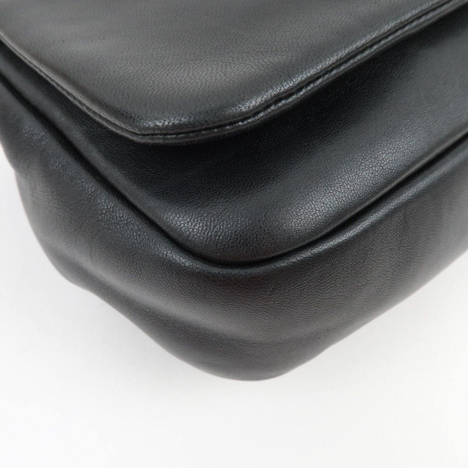 CHANEL Studs Coco Mark Chain Shoulder Bag Leather Black 12341648 *G card