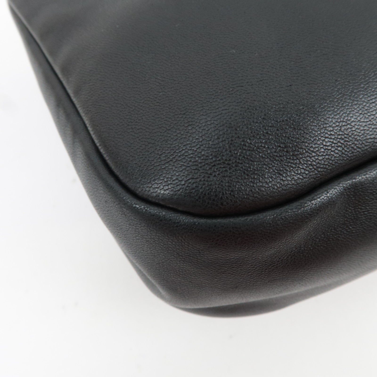 CHANEL Studs Coco Mark Chain Shoulder Bag Leather Black 12341648 *G card