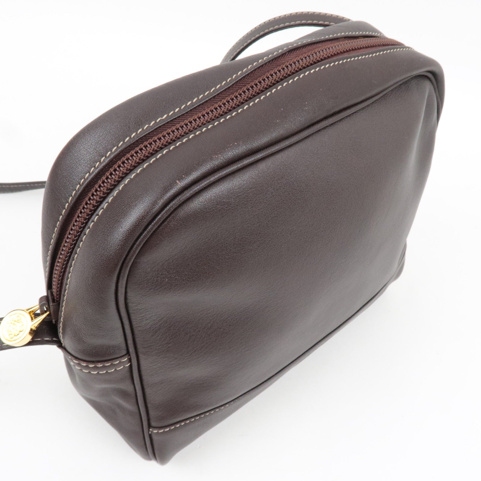LOEWE Anagram Shoulder Bag Leather Brown