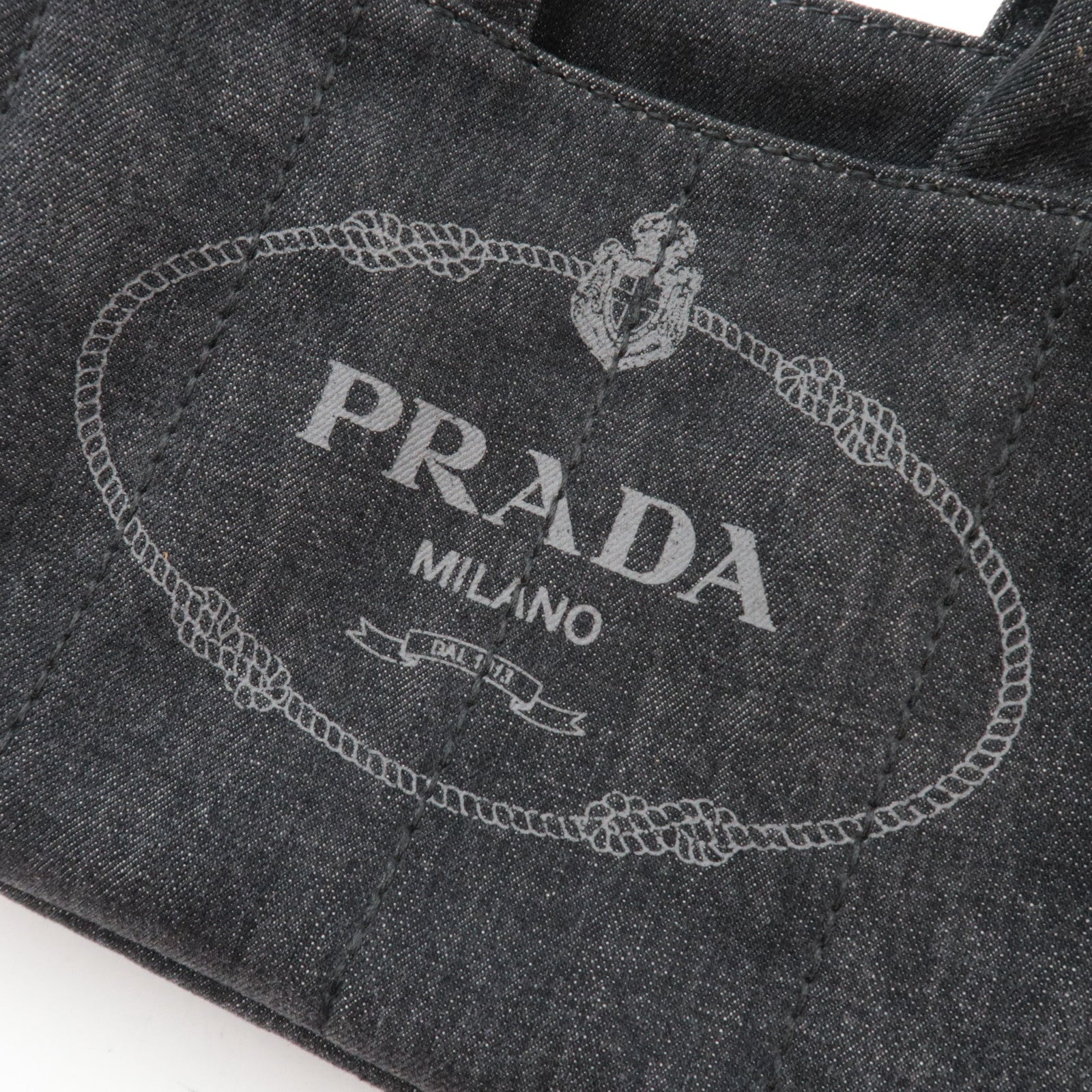 PRADA Canapa Mini 2Way Handbag Denim Black