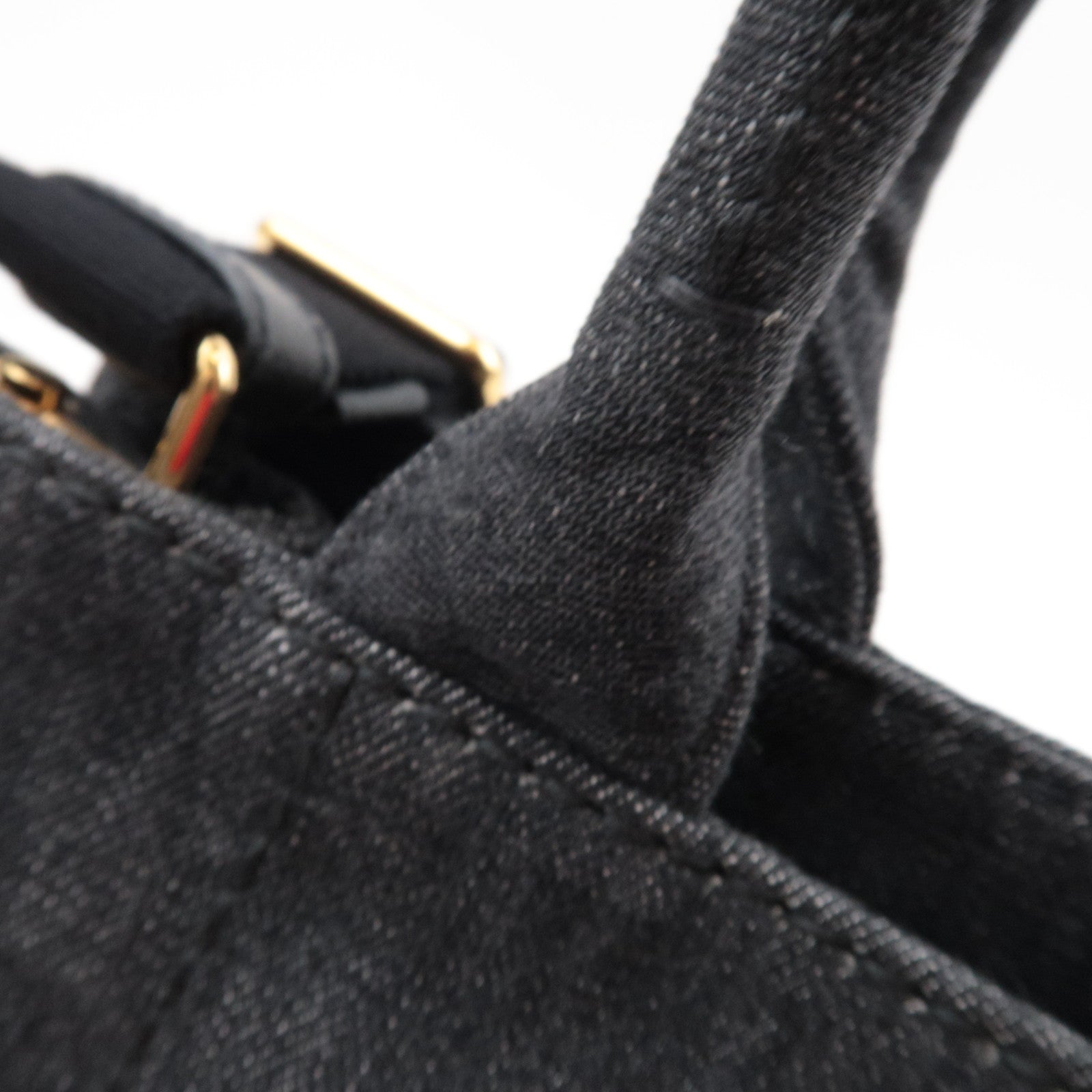 PRADA Canapa Mini 2Way Handbag Denim Black