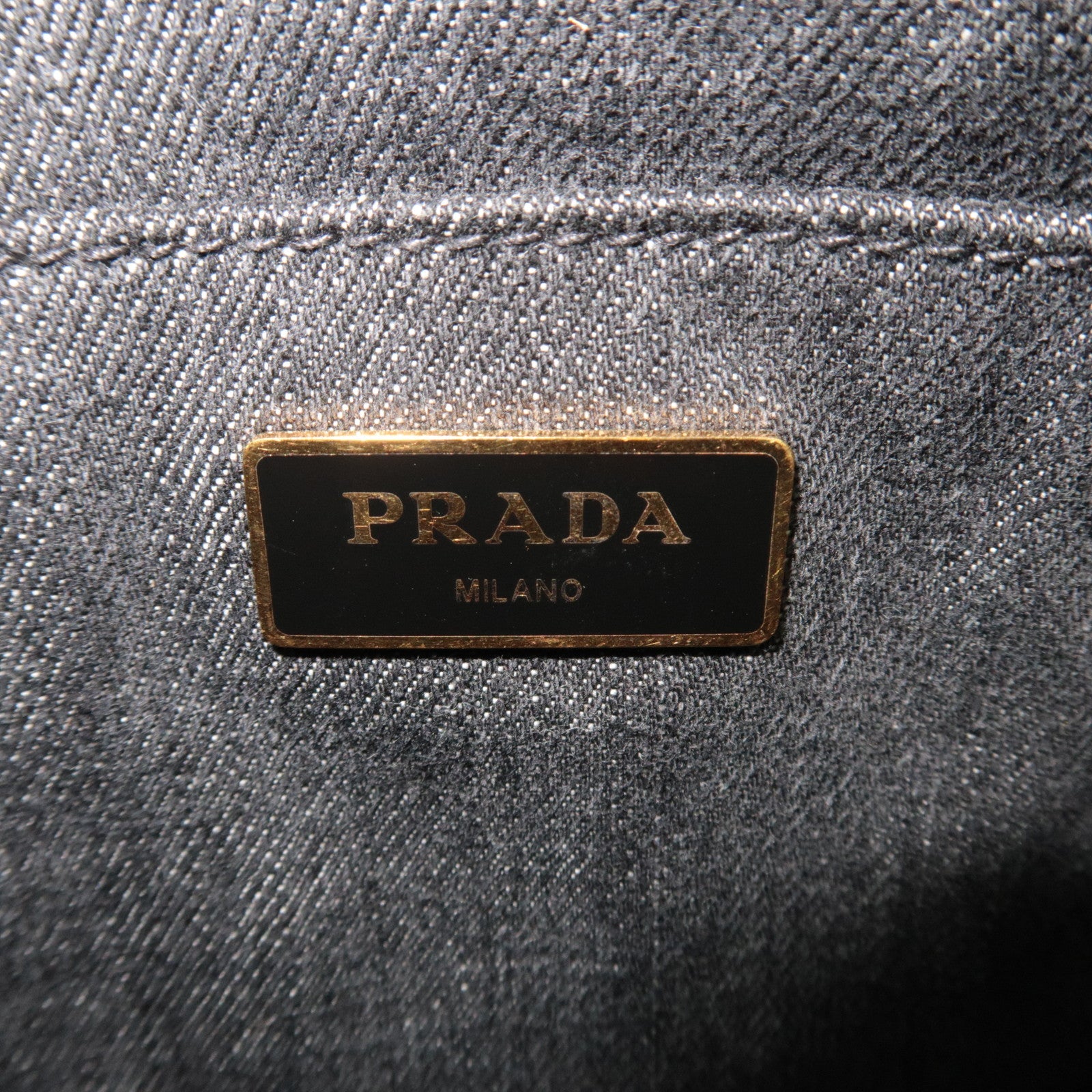 PRADA Canapa Mini 2Way Handbag Denim Black