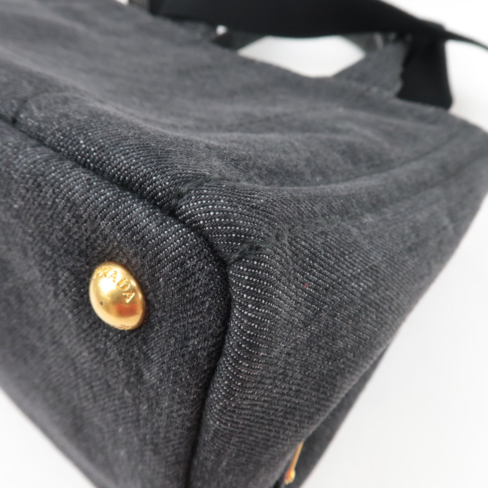 PRADA Canapa Mini 2Way Handbag Denim Black