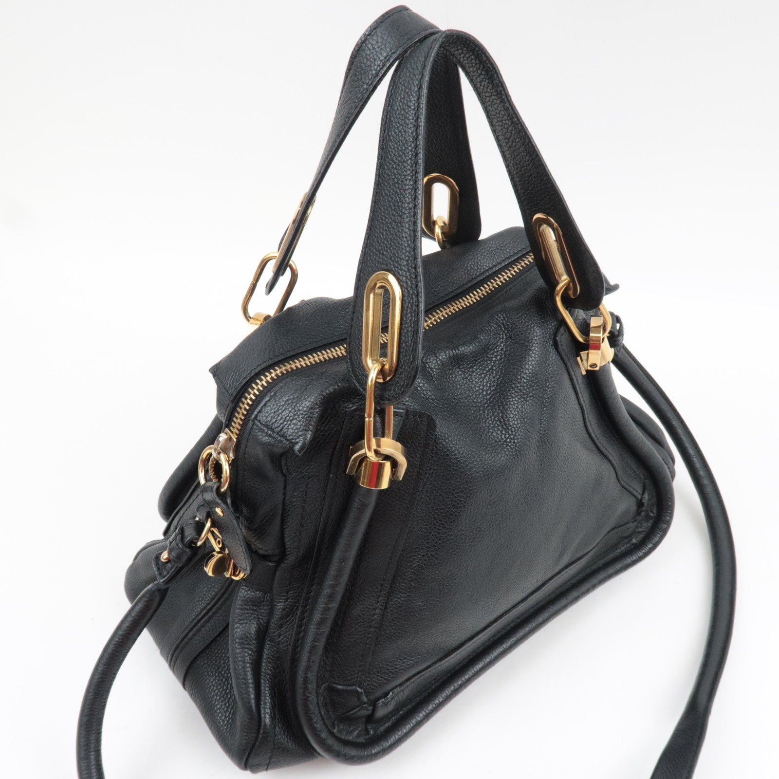 Chloe Paraty Medium 2Way Shoulder Bag Leather Black