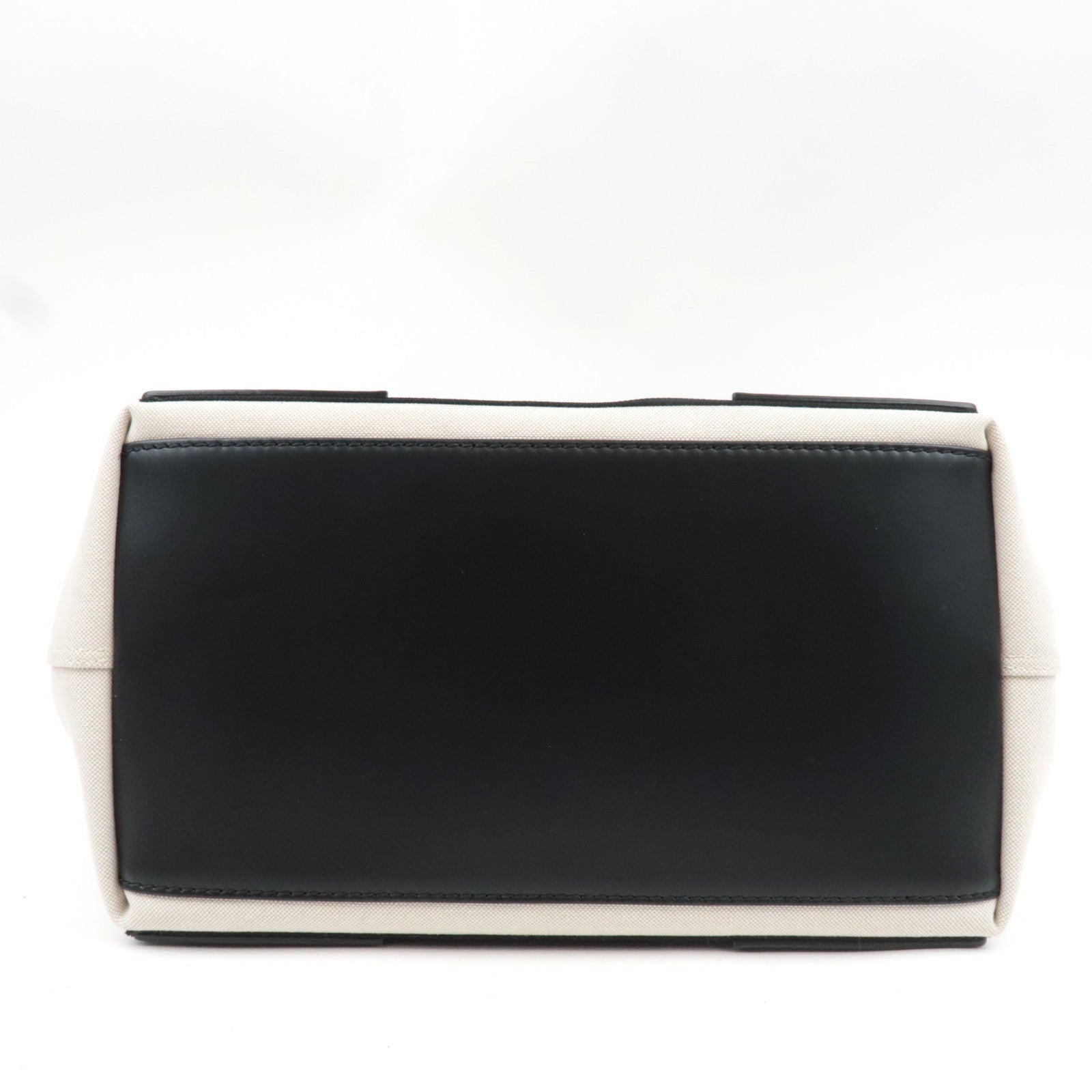 BALENCIAGA Navy Cabas S Handbag Canvas Leather White Black 339933 *Dust bag, Pouch