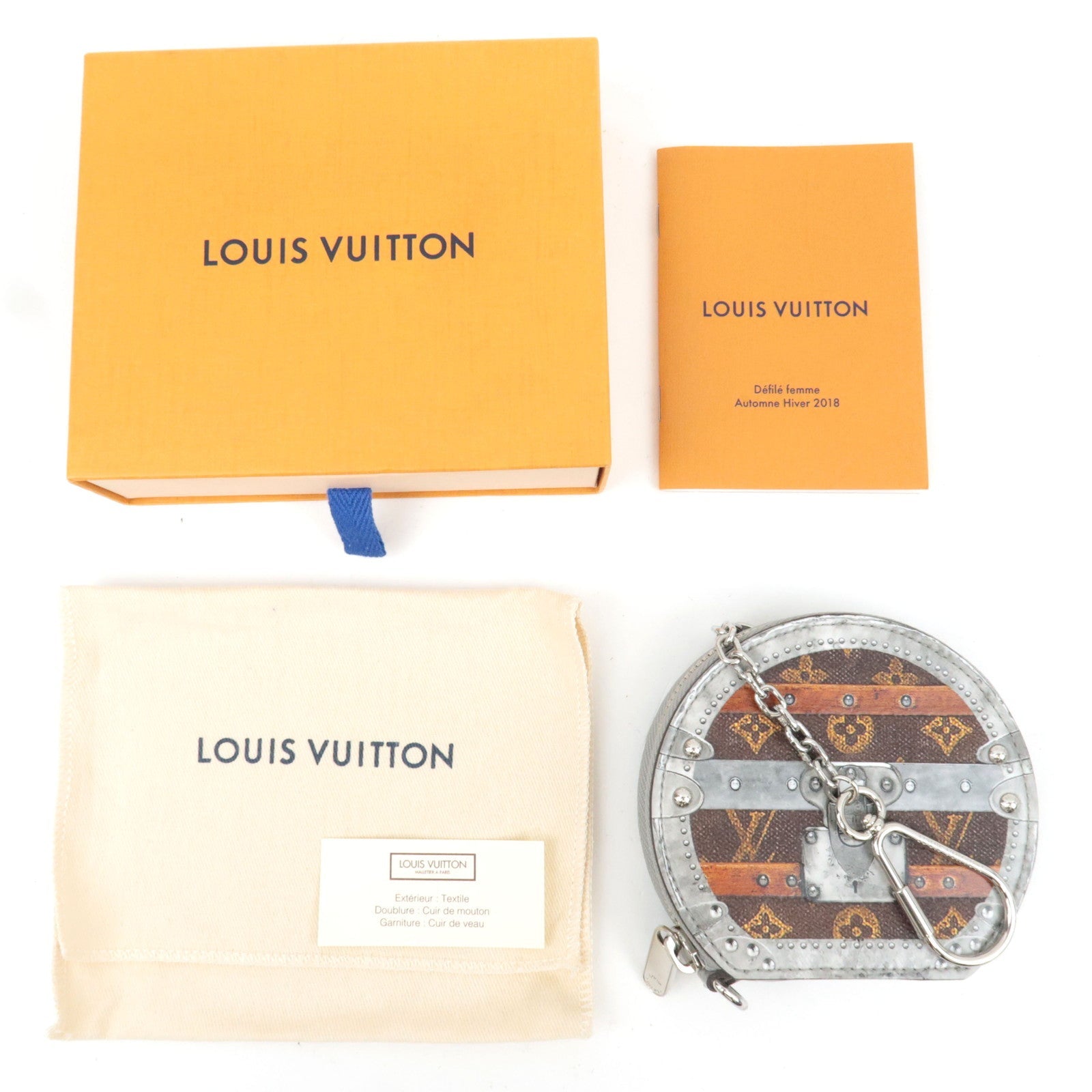 Louis Vuitton Transformed Monogram Trompe L'oeil Microboite Chapeau Coin Case Silver Brown M63596 CA2178 *Box, Dust bag