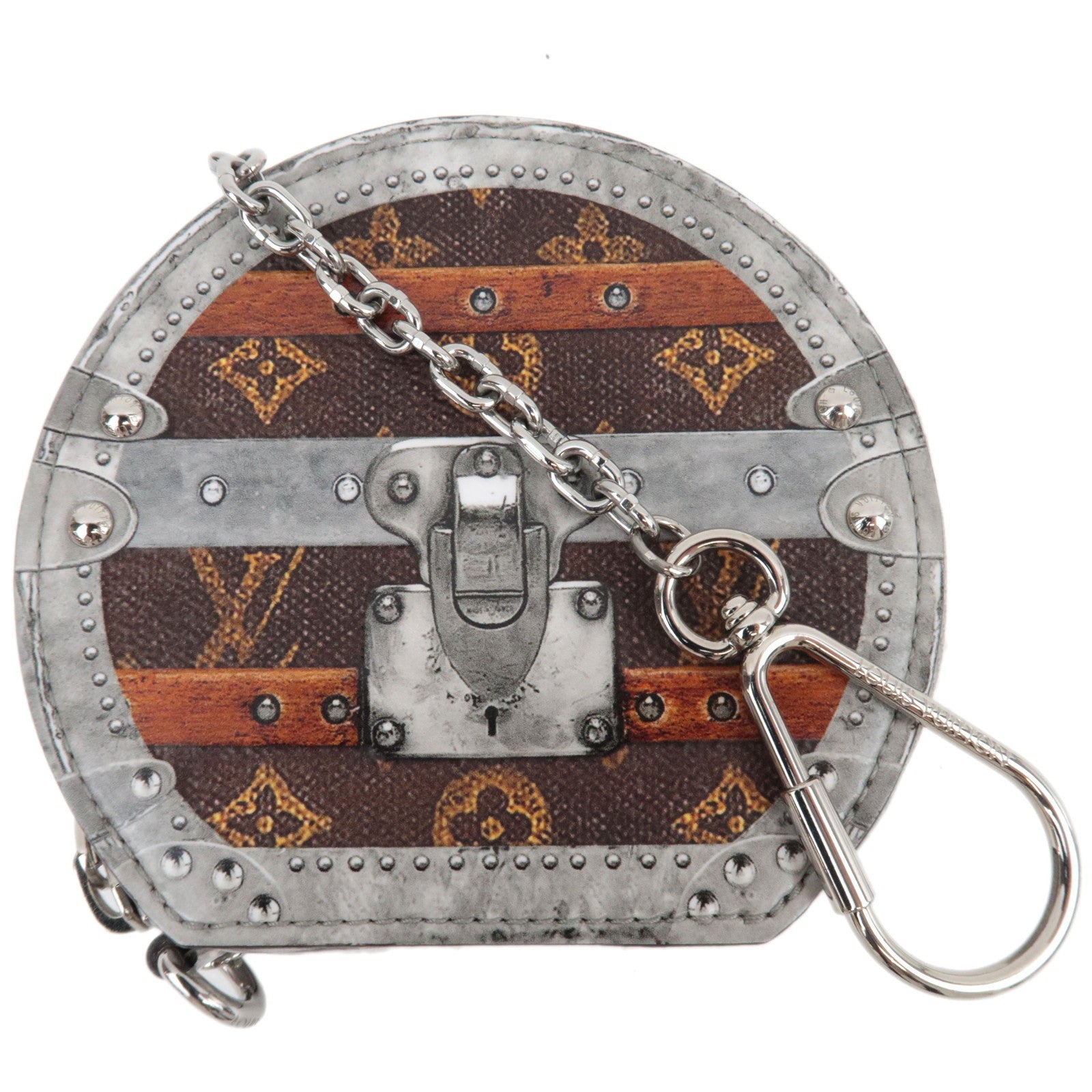 Louis Vuitton Transformed Monogram Trompe L'oeil Microboite Chapeau Coin Case Silver Brown M63596 CA2178 *Box, Dust bag82198