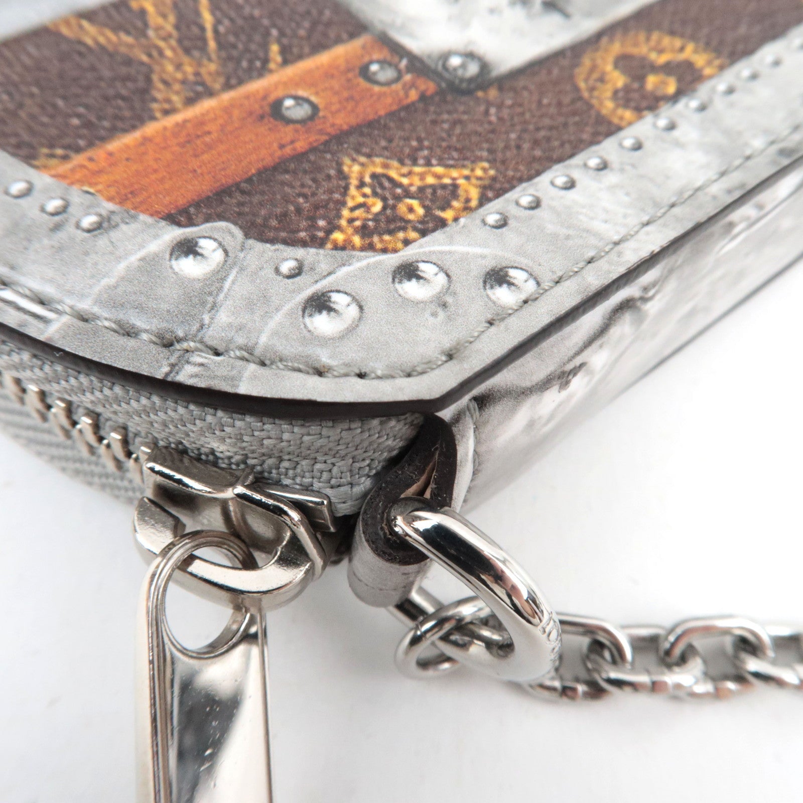 Louis Vuitton Transformed Monogram Trompe L'oeil Microboite Chapeau Coin Case Silver Brown M63596 CA2178 *Box, Dust bag