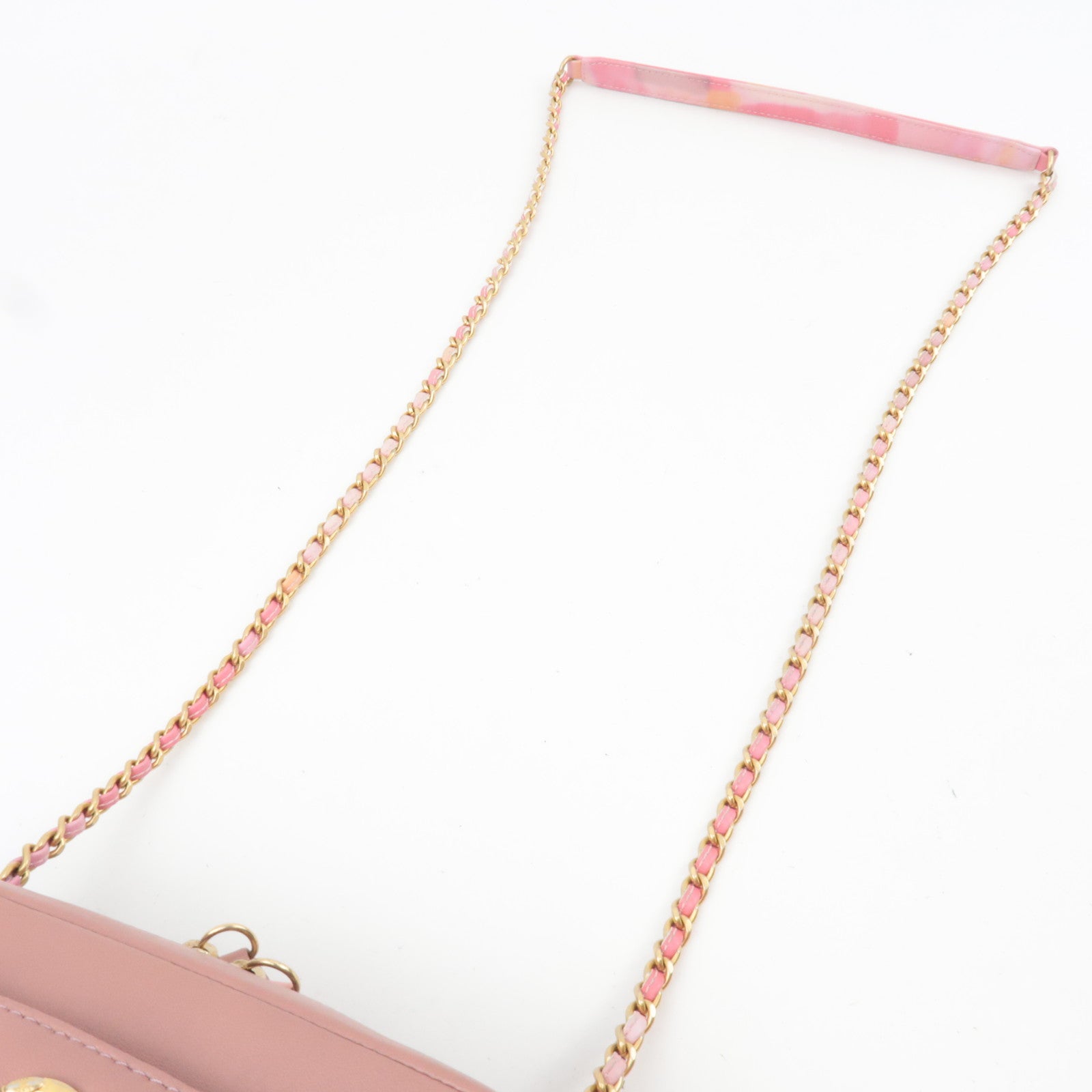 CHANEL Chevron V Stitch Chain Shoulder Bag Lambskin Pink Gold HDW 25302297