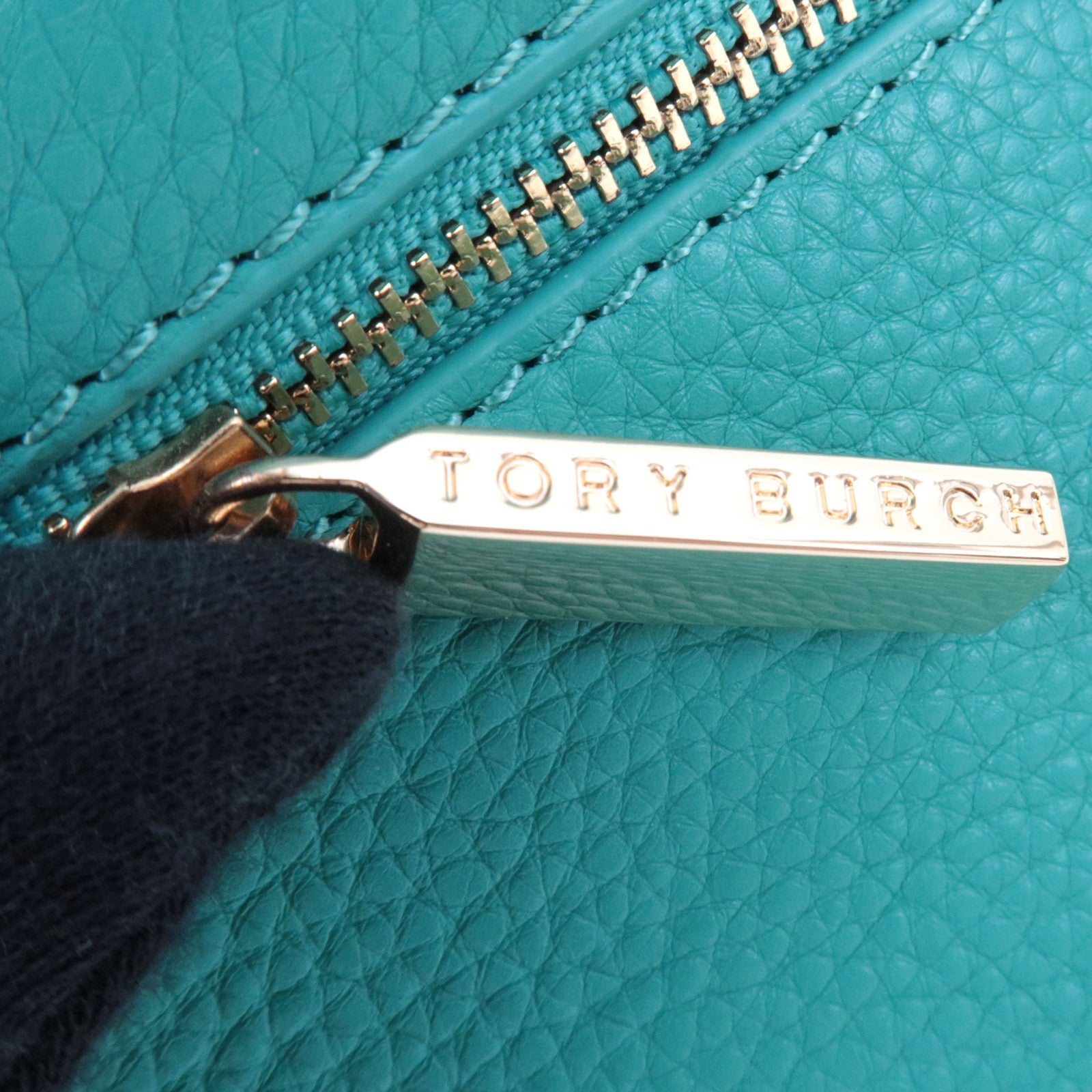 TORY BURCH 2Way Chain Shoulder Bag Clutch Bag Leather Turquoise *Dust bag