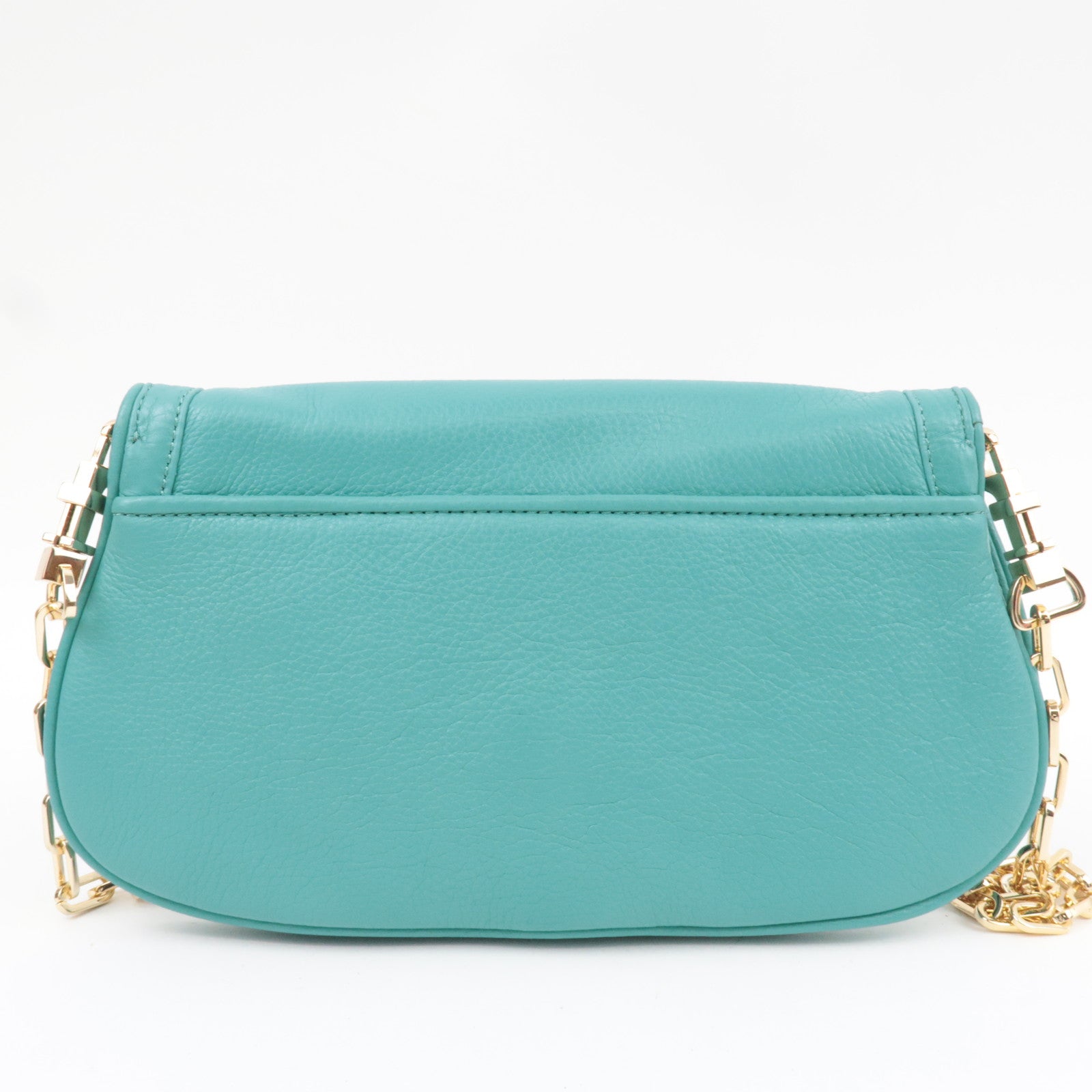 TORY BURCH 2Way Chain Shoulder Bag Clutch Bag Leather Turquoise *Dust bag