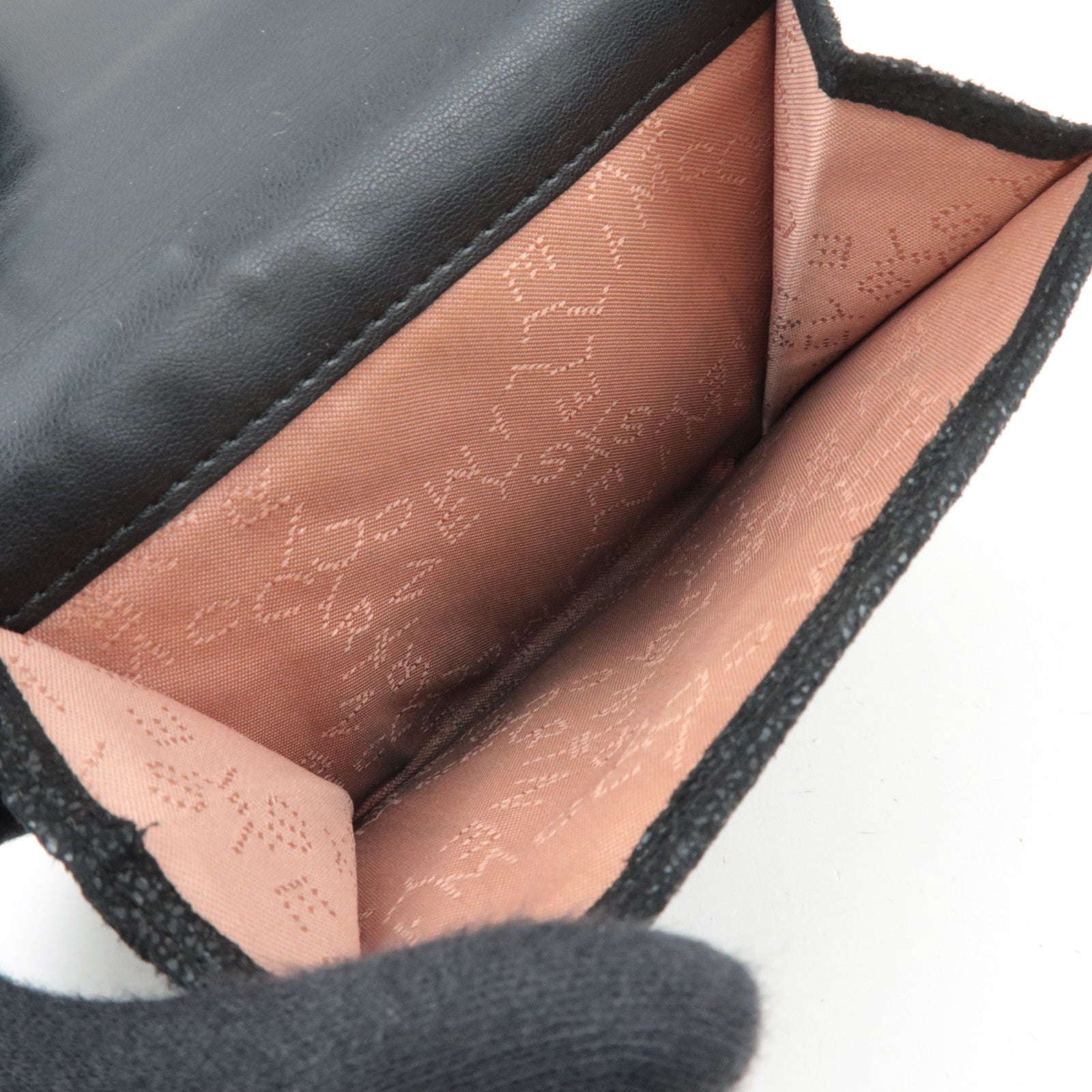 Stella Mccartney Falabella Double Hook Bifold Wallet Vegan Leather Black *Box