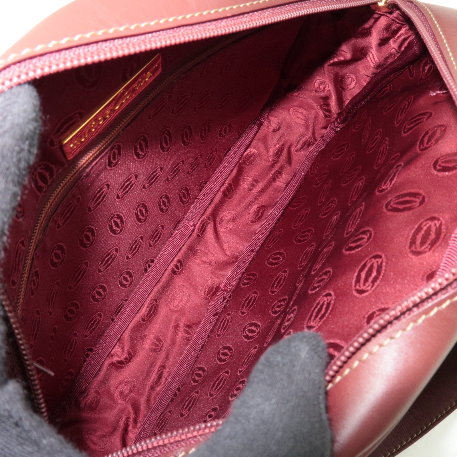 Cartier Must Line Shoulder Bag Leather Bordeaux Red *Dust bag