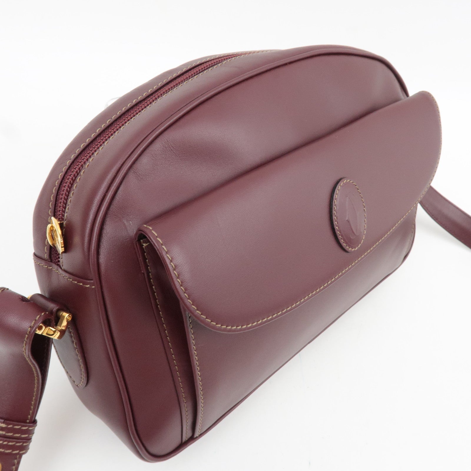 Cartier Must Line Shoulder Bag Leather Bordeaux Red *Dust bag