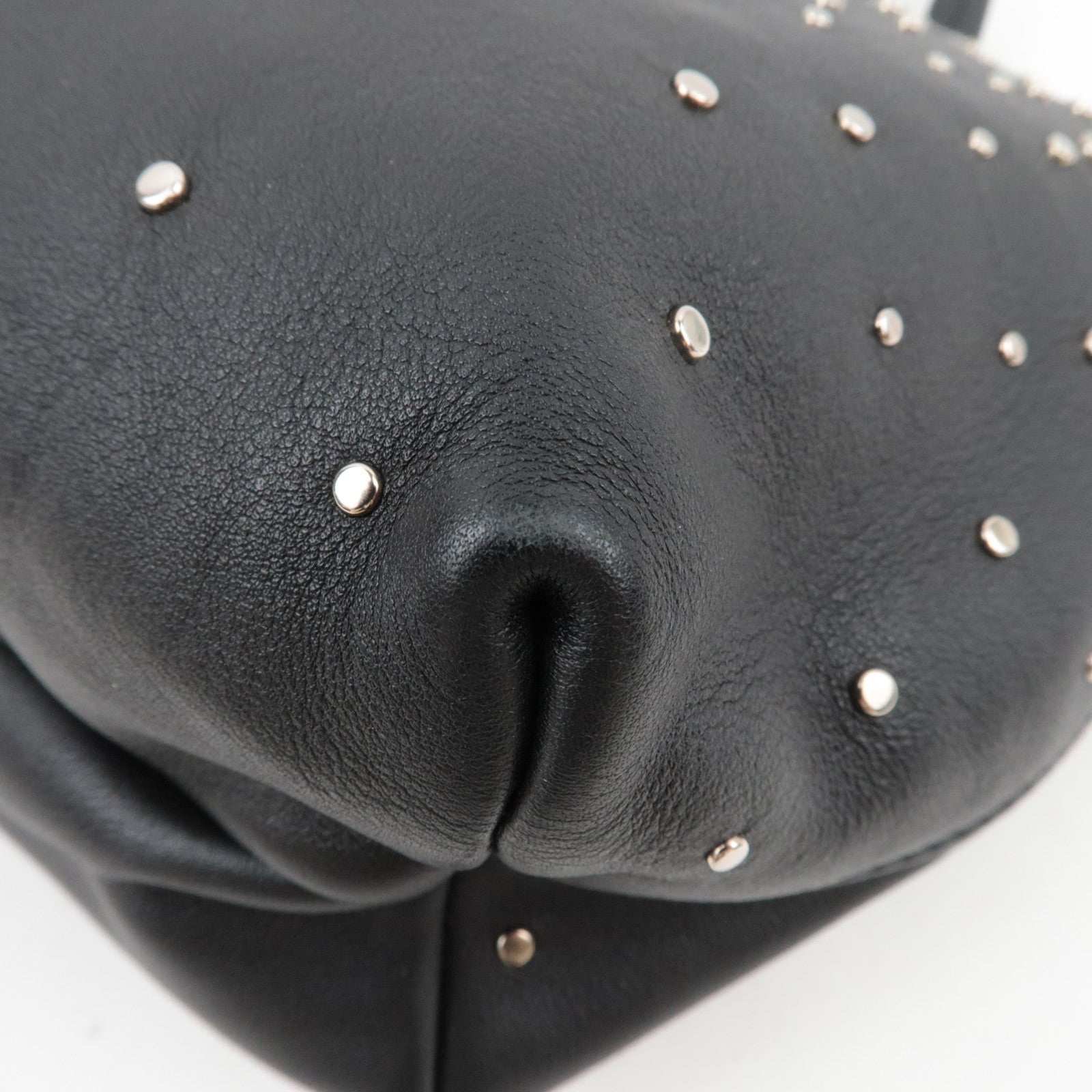 Ferragamo Gancini Studded Tote Bag Leather Black *Dust bag