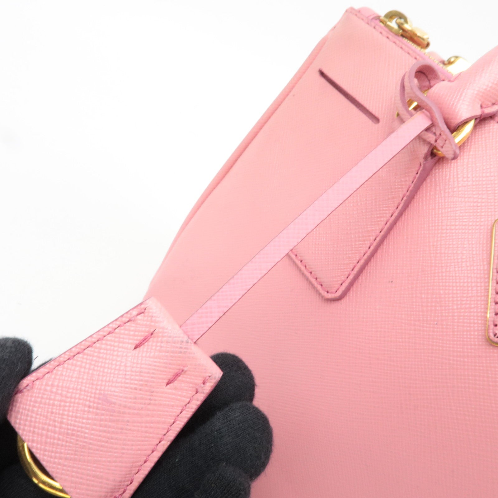 PRADA Saffiano Galleria 2Way Handbag Pink BN2316 *G card, Strap, Clochette
