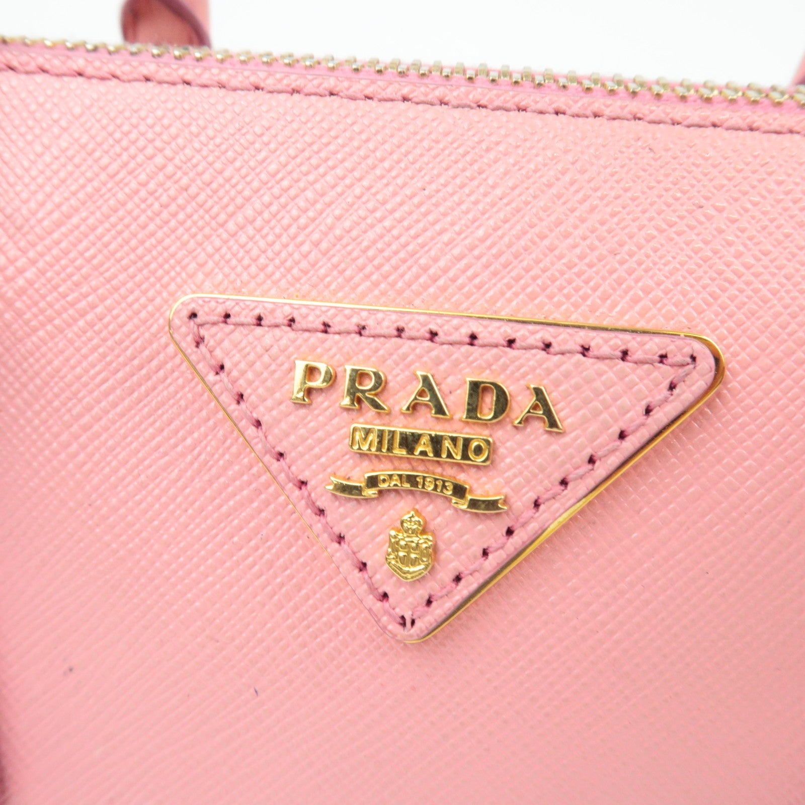 PRADA Saffiano Galleria 2Way Handbag Pink BN2316 *G card, Strap, Clochette