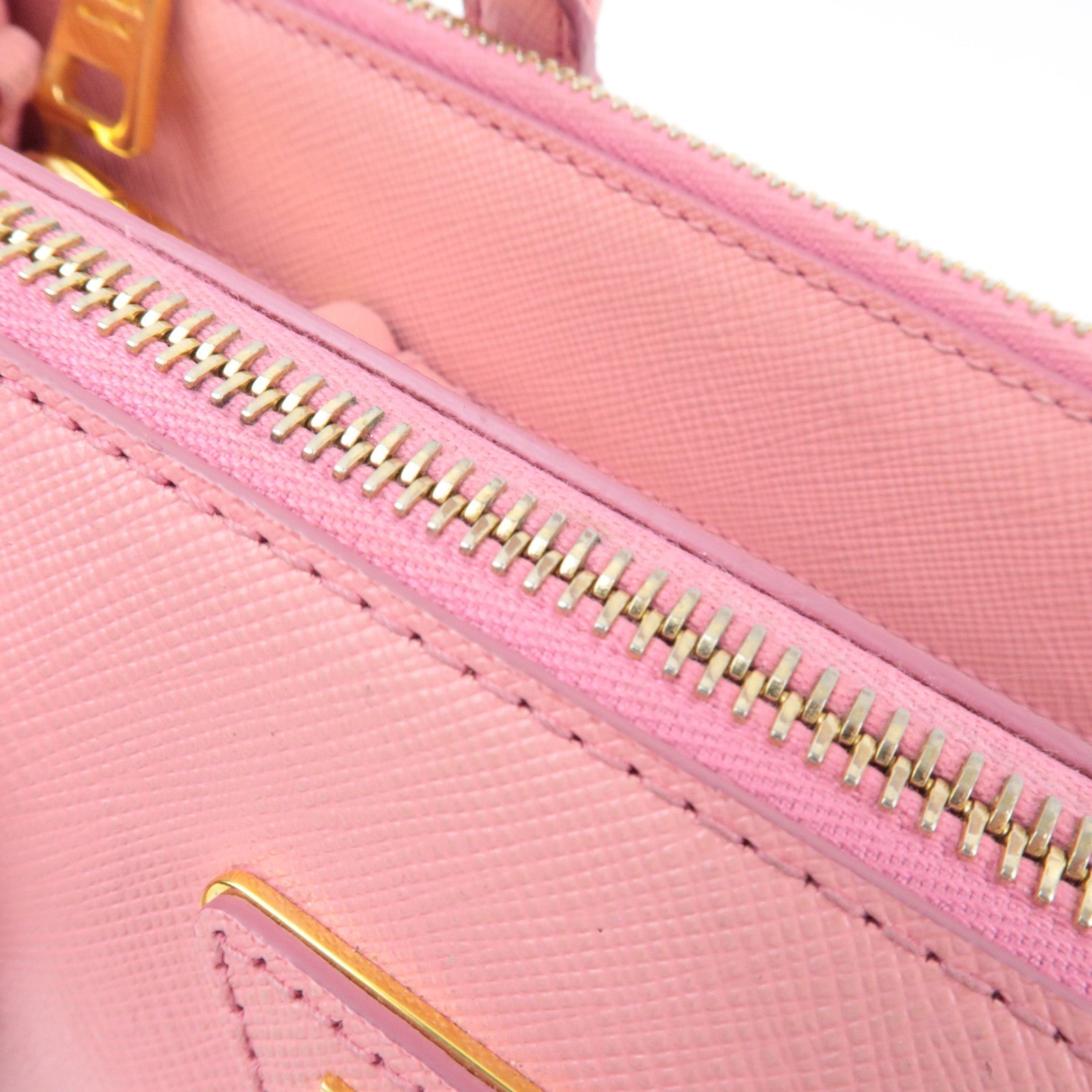 PRADA Saffiano Galleria 2Way Handbag Pink BN2316 *G card, Strap, Clochette