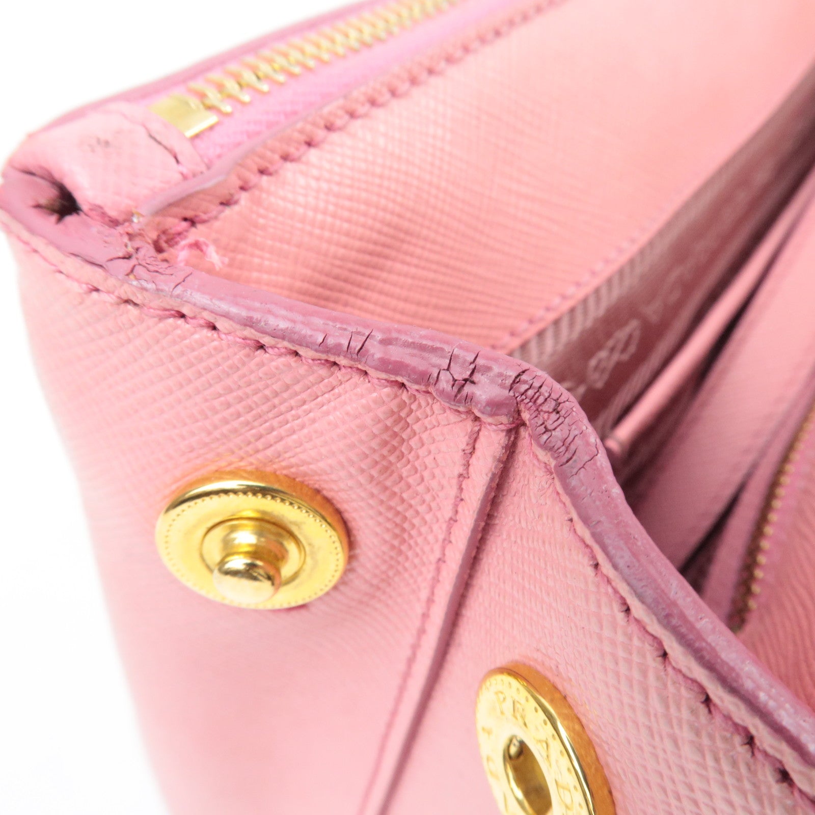 PRADA Saffiano Galleria 2Way Handbag Pink BN2316 *G card, Strap, Clochette