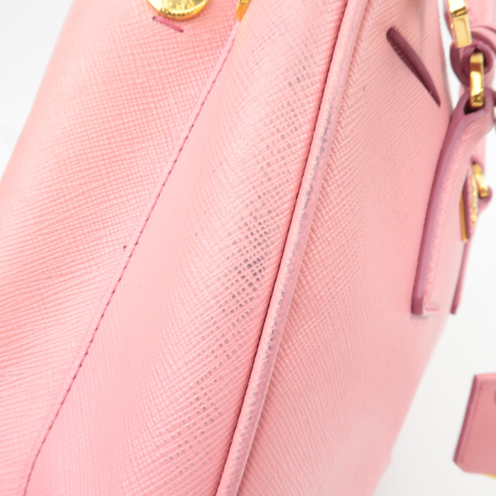 PRADA Saffiano Galleria 2Way Handbag Pink BN2316 *G card, Strap, Clochette