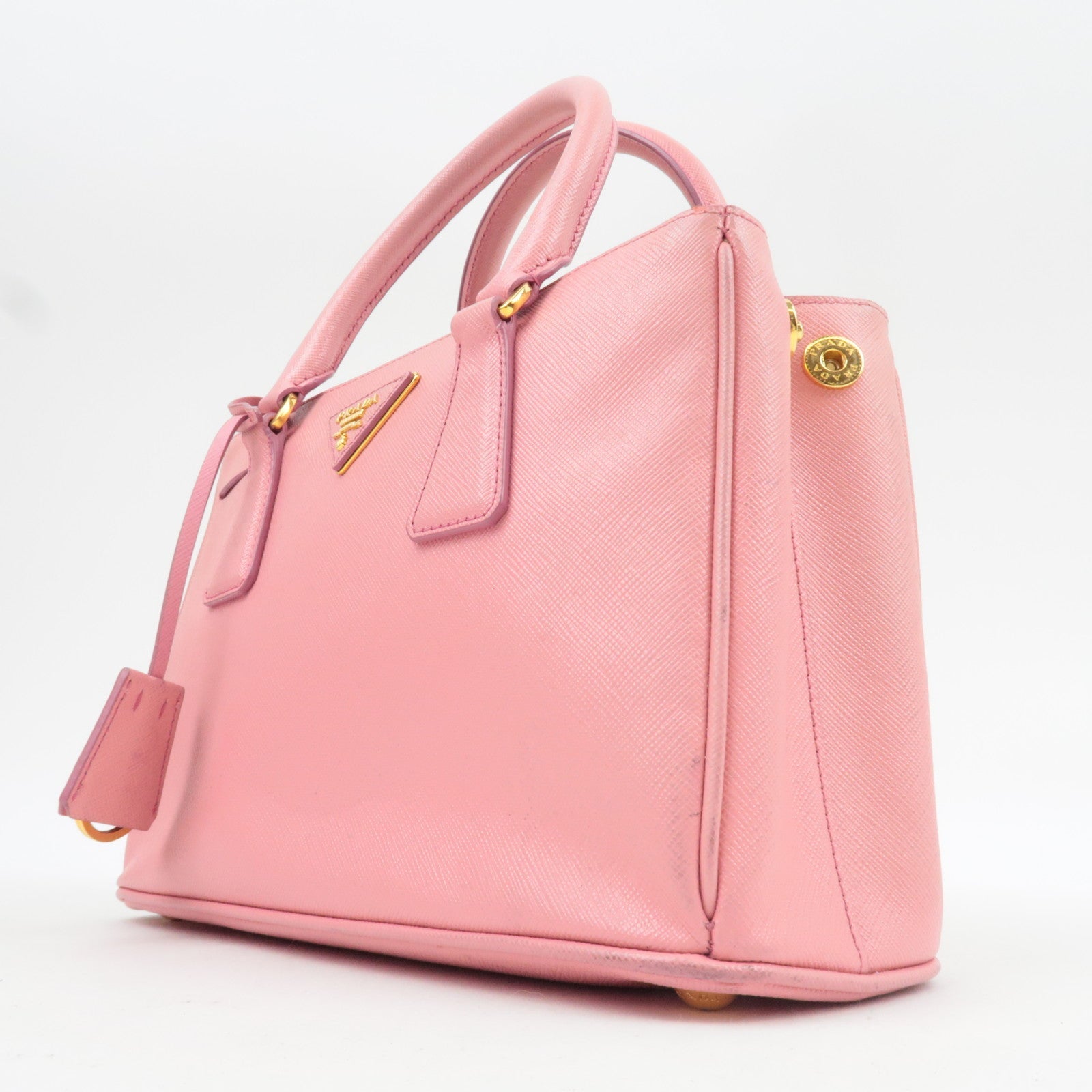 PRADA Saffiano Galleria 2Way Handbag Pink BN2316 *G card, Strap, Clochette