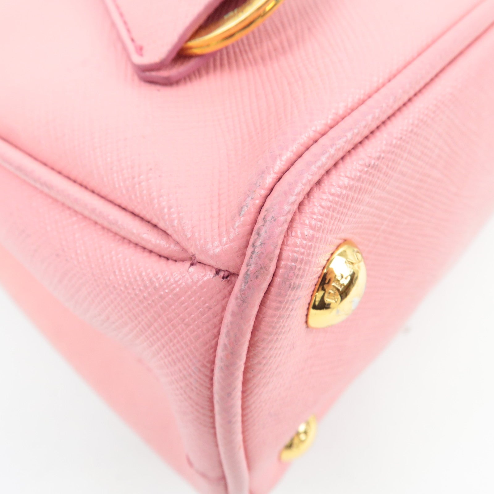 PRADA Saffiano Galleria 2Way Handbag Pink BN2316 *G card, Strap, Clochette