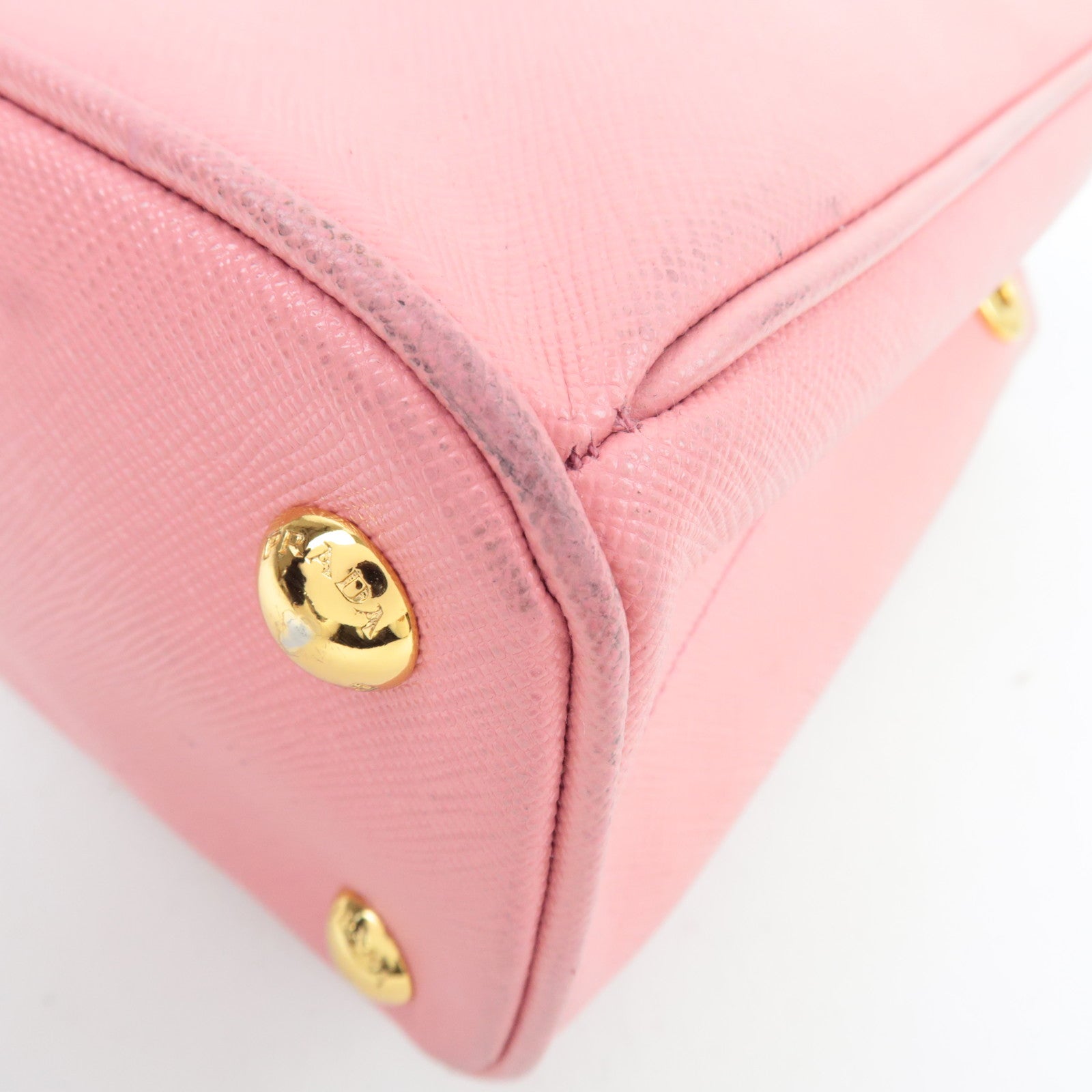 PRADA Saffiano Galleria 2Way Handbag Pink BN2316 *G card, Strap, Clochette