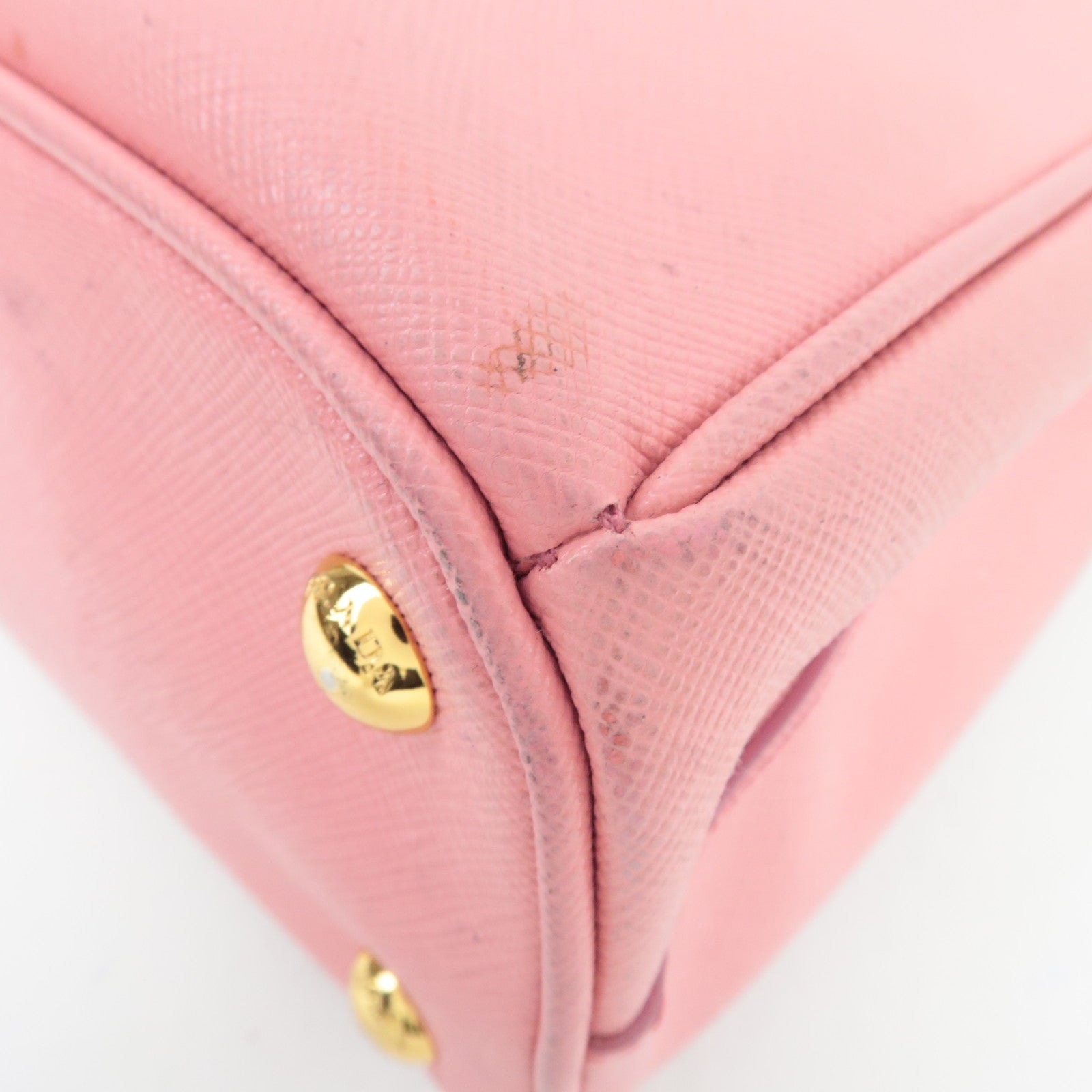 PRADA Saffiano Galleria 2Way Handbag Pink BN2316 *G card, Strap, Clochette