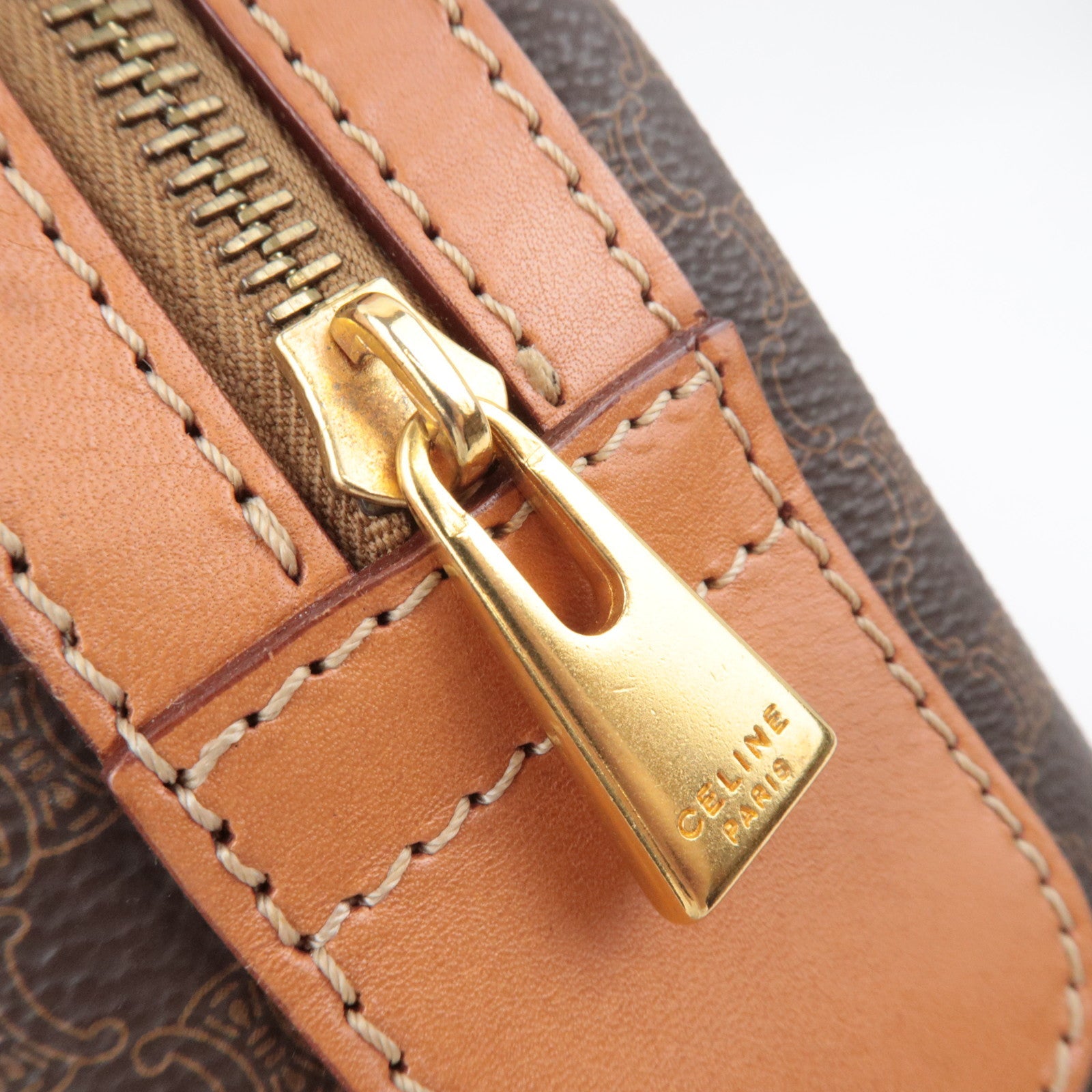 CELINE Macadam Handbag Boston Bag PVC Leather Brown