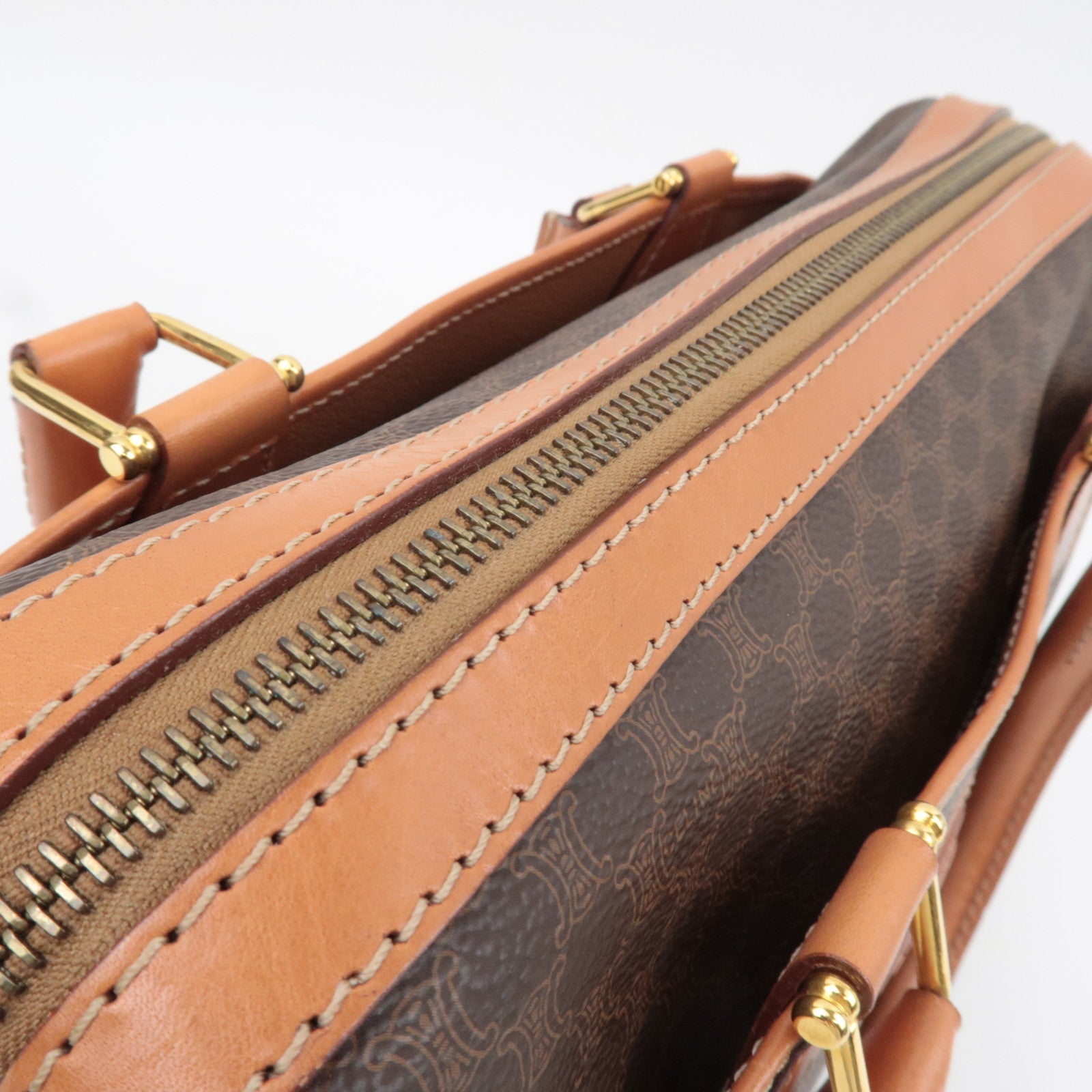 CELINE Macadam Handbag Boston Bag PVC Leather Brown