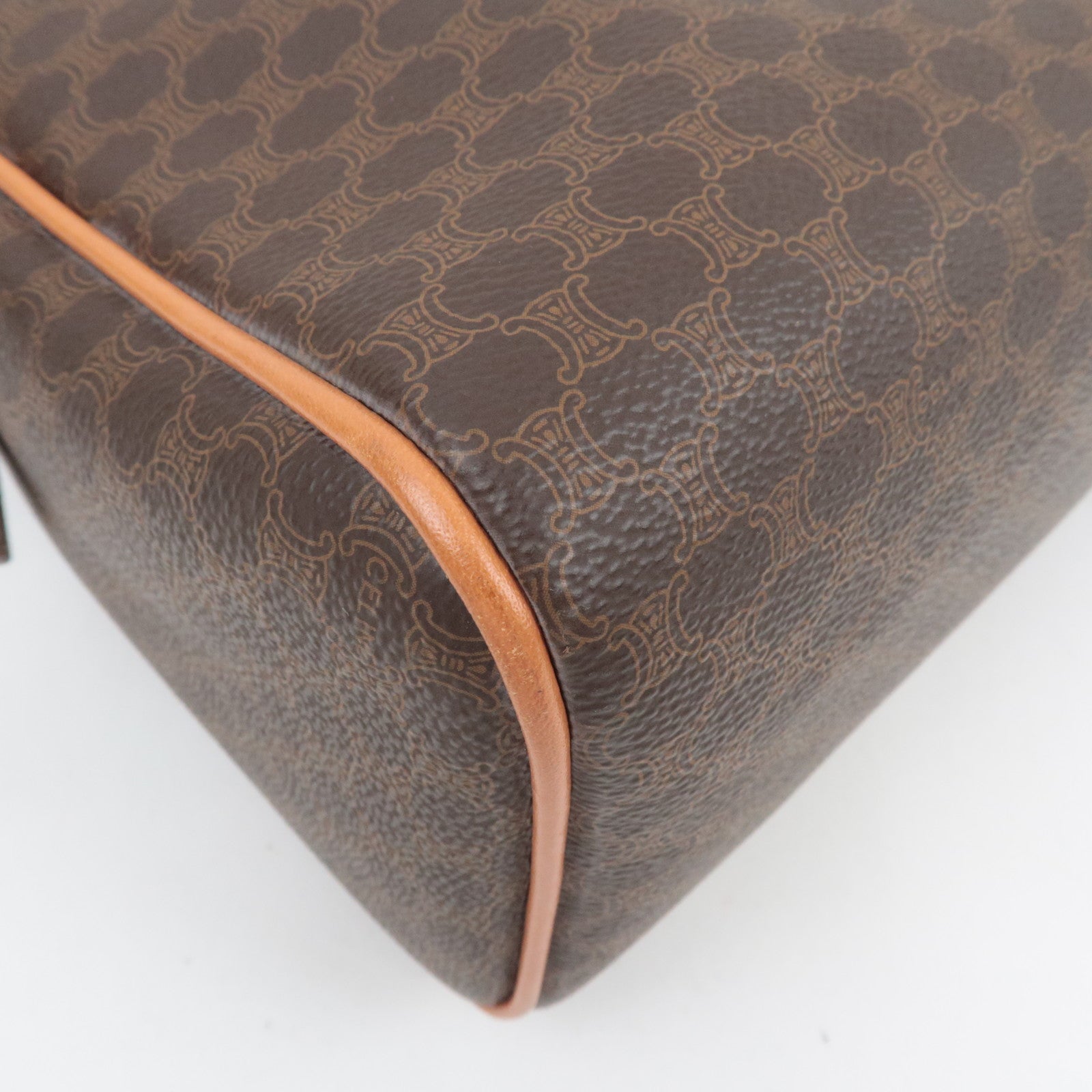 CELINE Macadam Handbag Boston Bag PVC Leather Brown