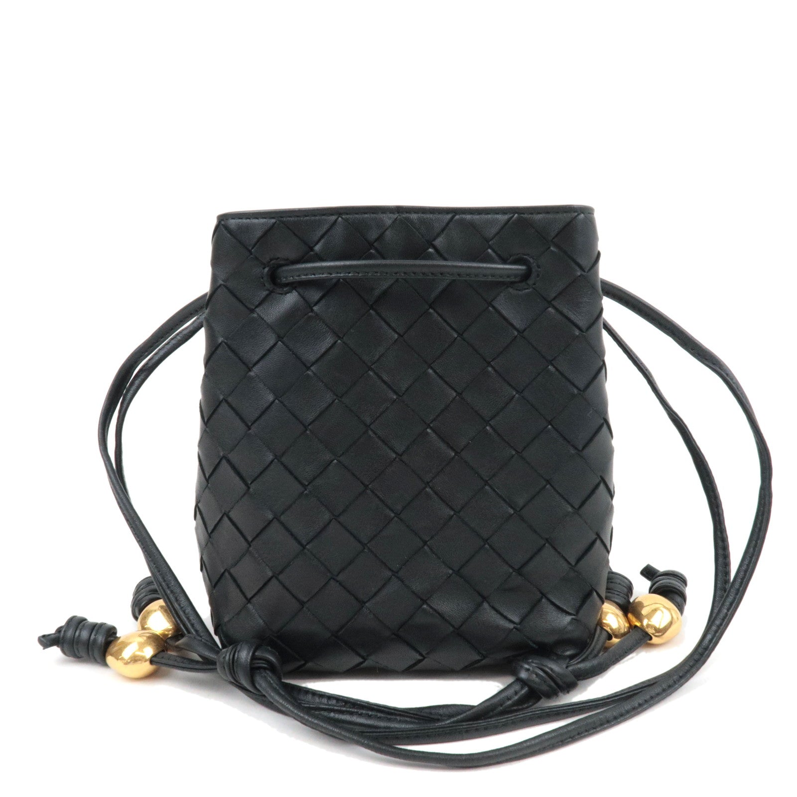 BOTTEGA VENETA Intrecciato Small Bucket Shoulder Bag Black 717432 *Dust bag82259