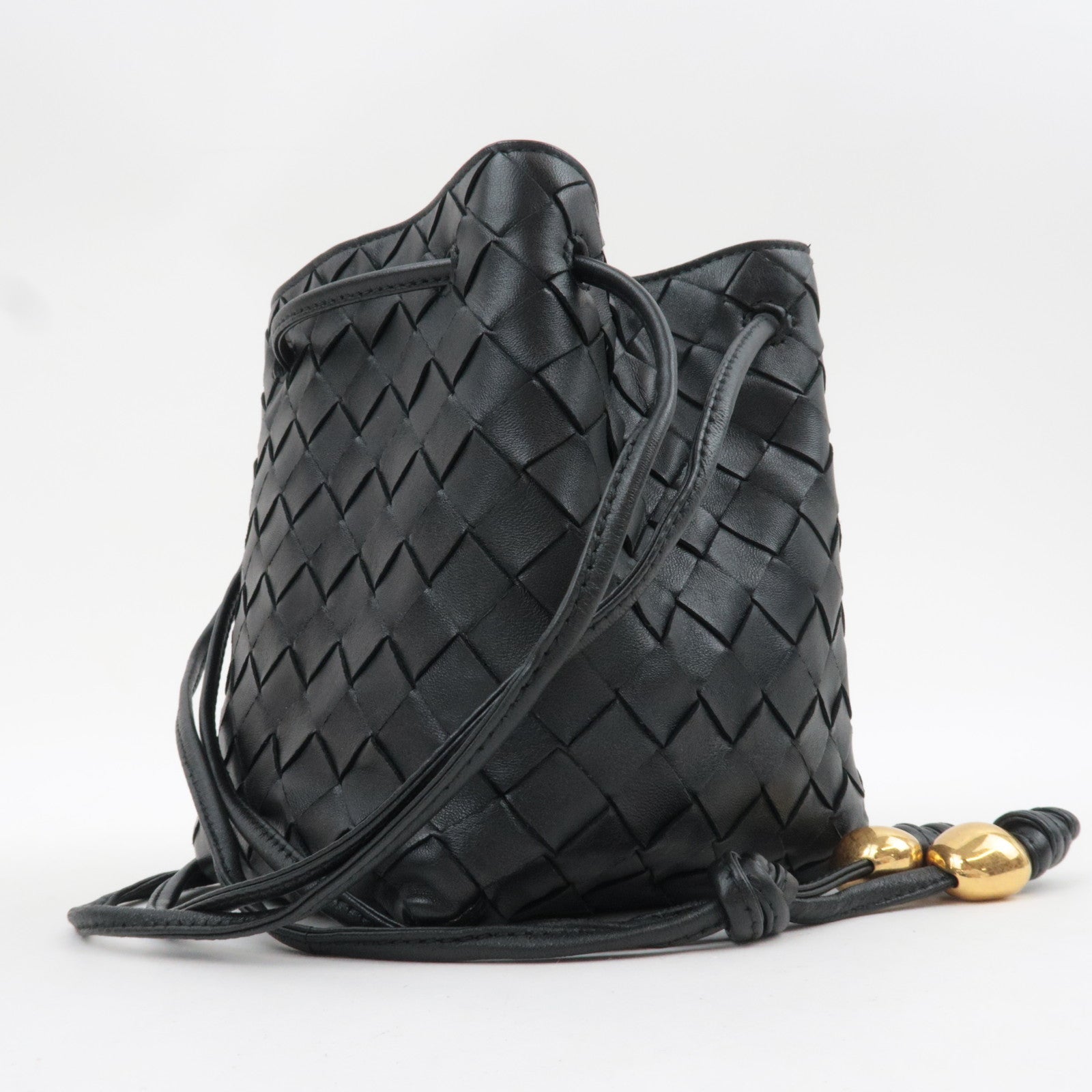 BOTTEGA VENETA Intrecciato Small Bucket Shoulder Bag Black 717432 *Dust bag