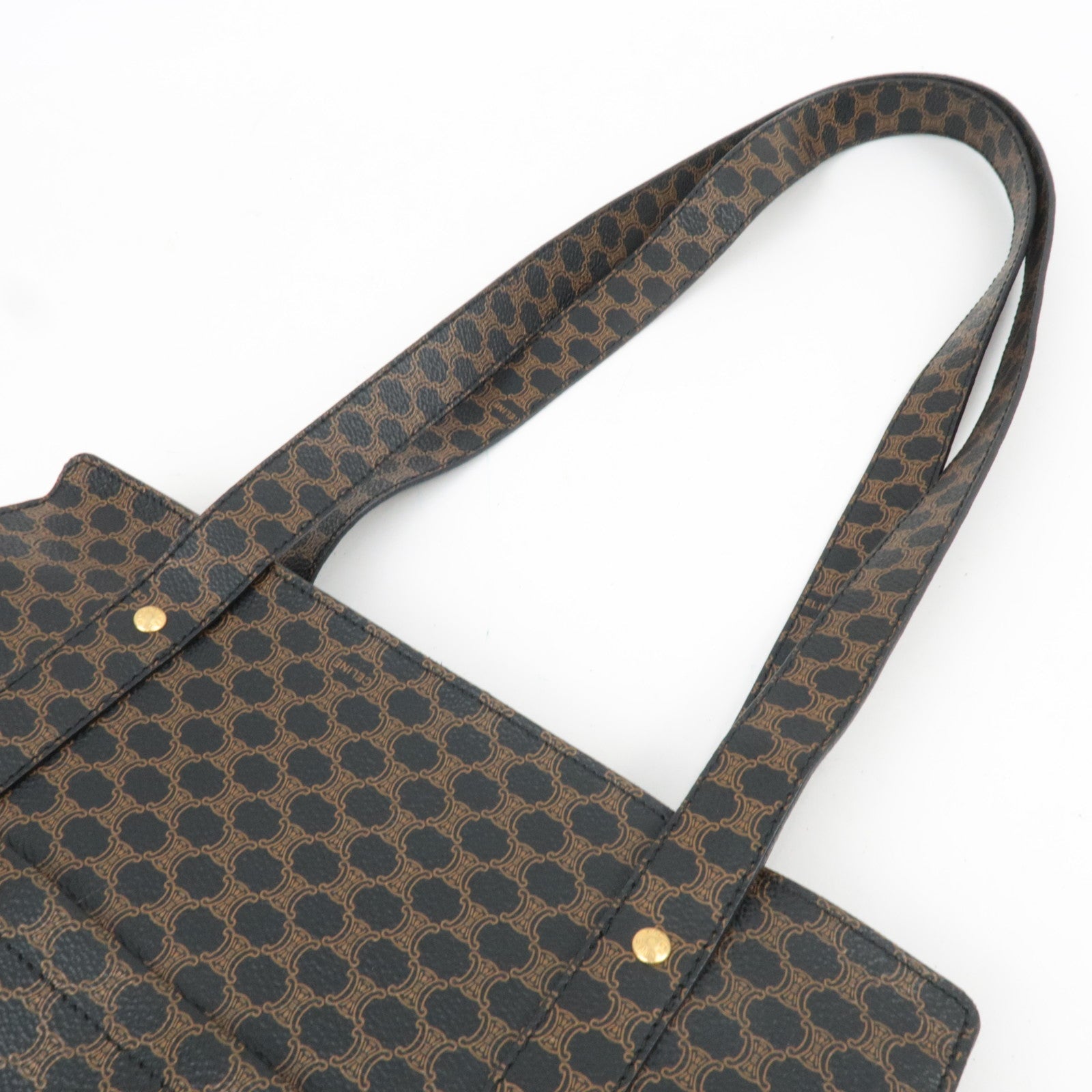 CELINE Macadam Tote Bag PVC Brown Black