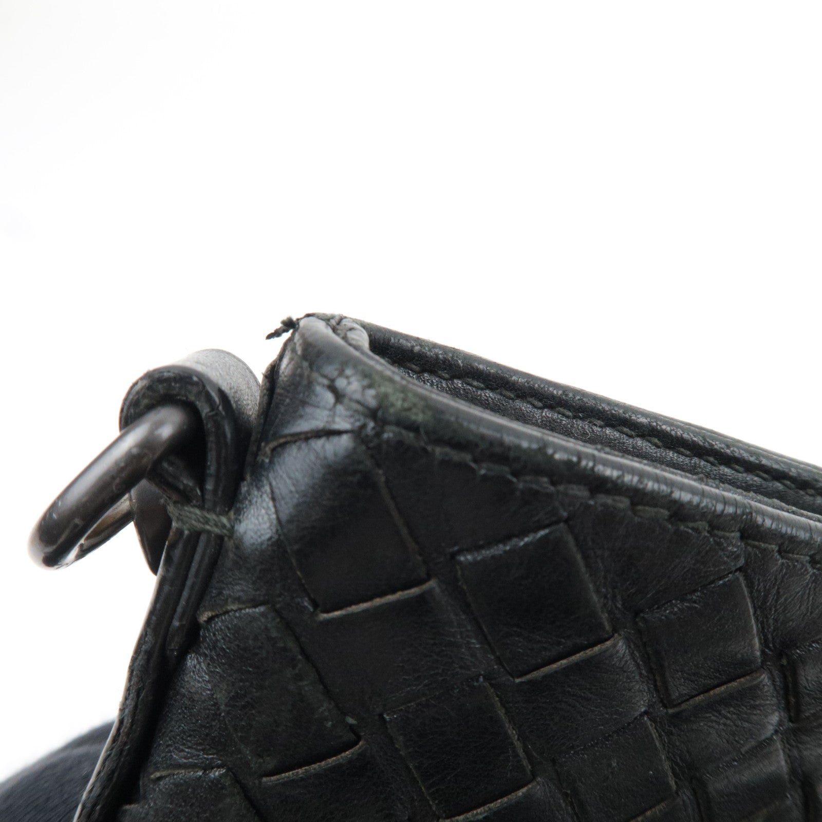 BOTTEGA VENETA Intrecciato Shoulder Bag Leather Black