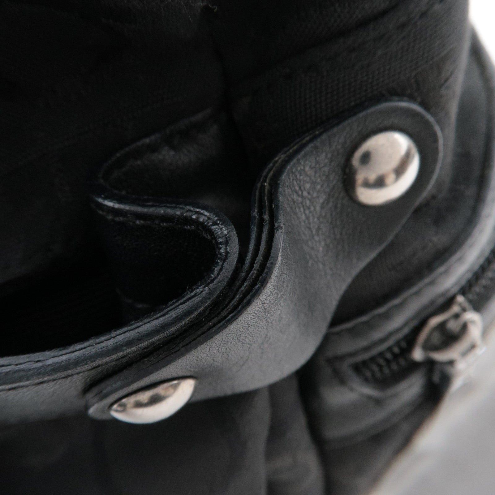 Ferragamo Gancini Shoulder Bag Canvas Leather Black