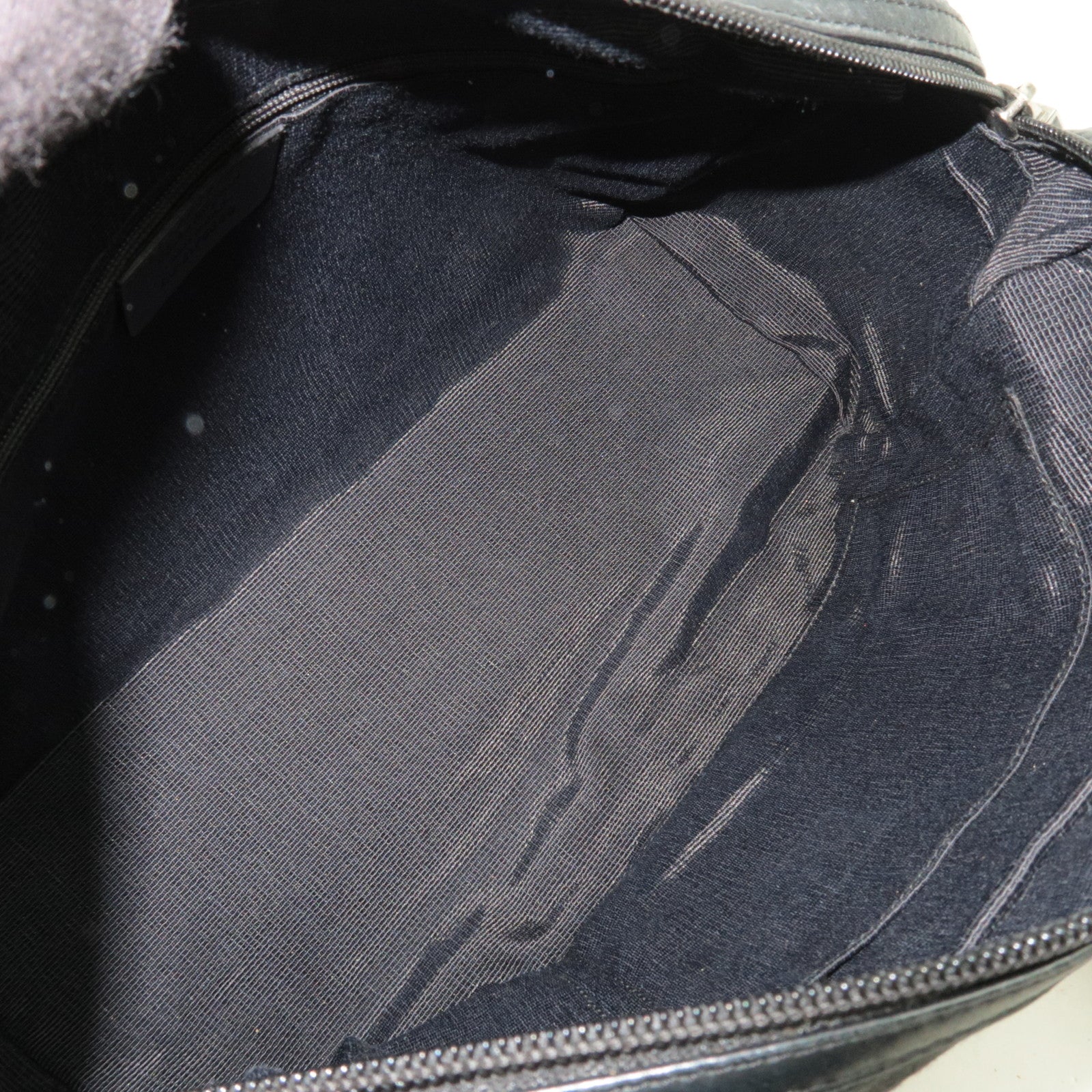 Ferragamo Gancini Shoulder Bag Canvas Leather Black