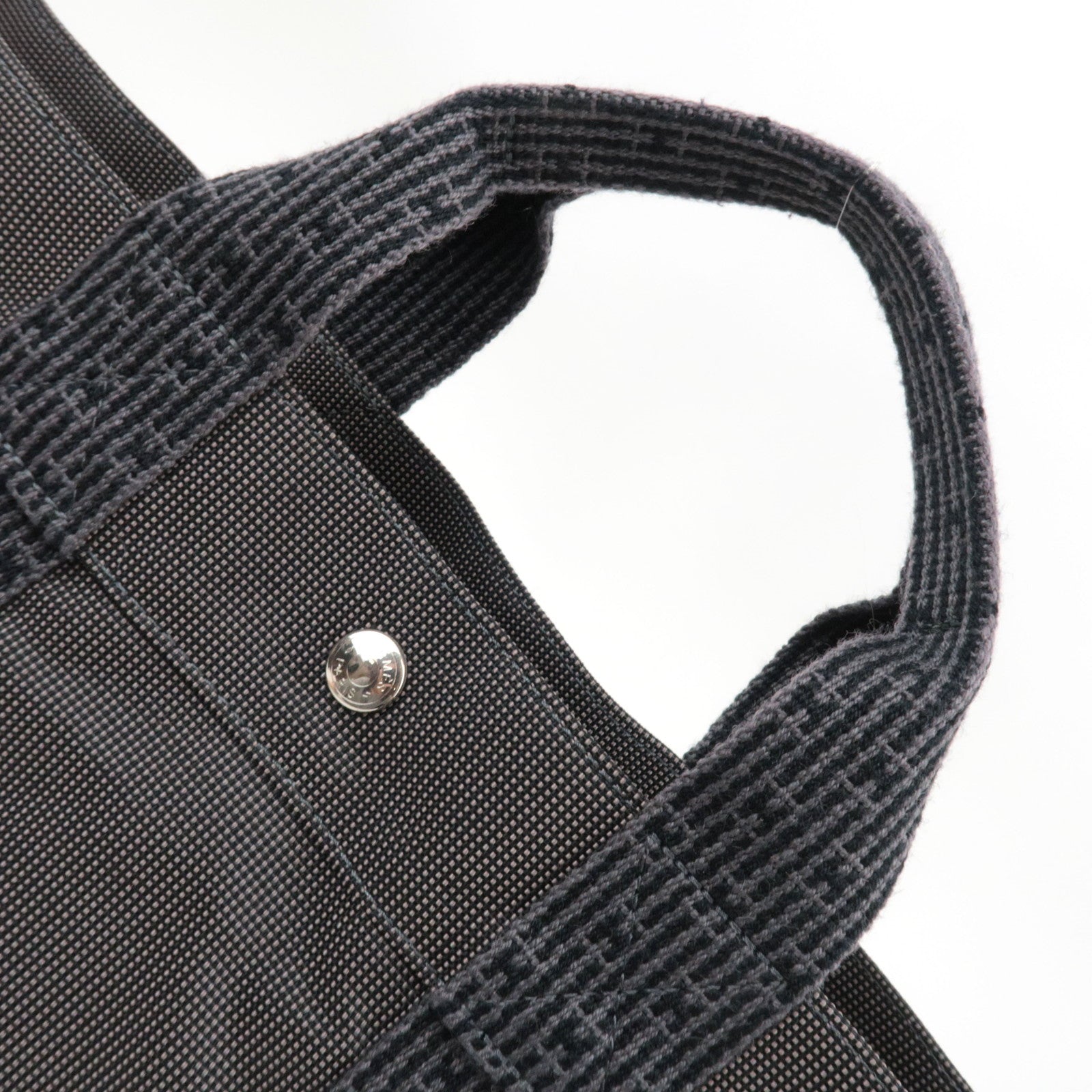 HERMES Her Line MM Tote Bag Nylon Canvas Gray *Lock ※Key missing
