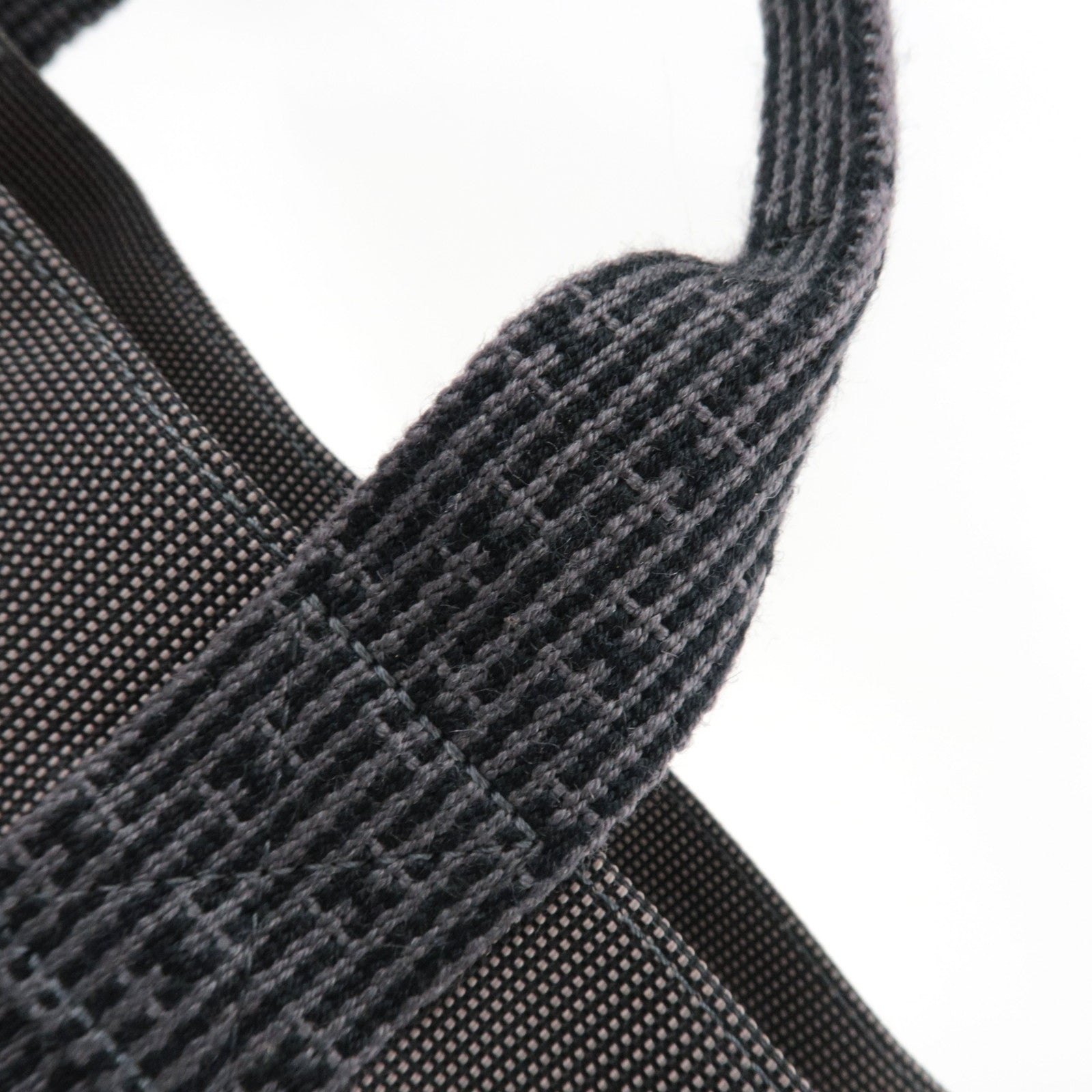 HERMES Her Line MM Tote Bag Nylon Canvas Gray *Lock ※Key missing