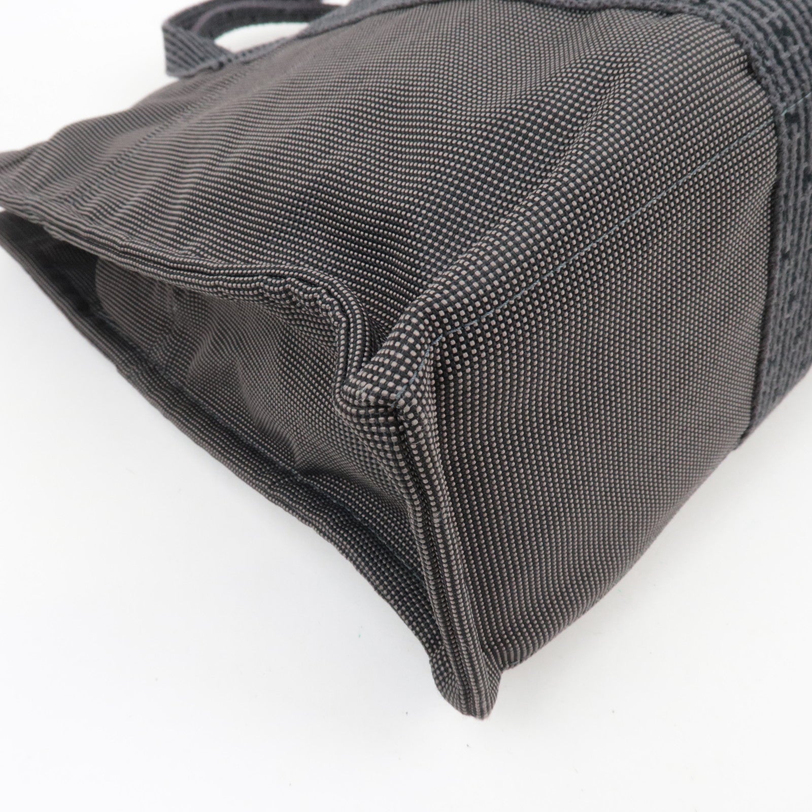 HERMES Her Line MM Tote Bag Nylon Canvas Gray *Lock ※Key missing