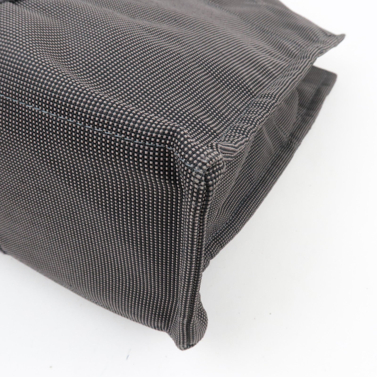 HERMES Her Line MM Tote Bag Nylon Canvas Gray *Lock ※Key missing