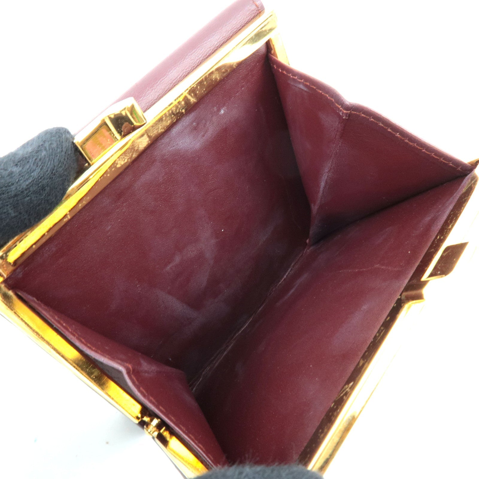 Cartier Must Line Kiss Lock Tri-Fold Wallet Leather Bordeaux *Box