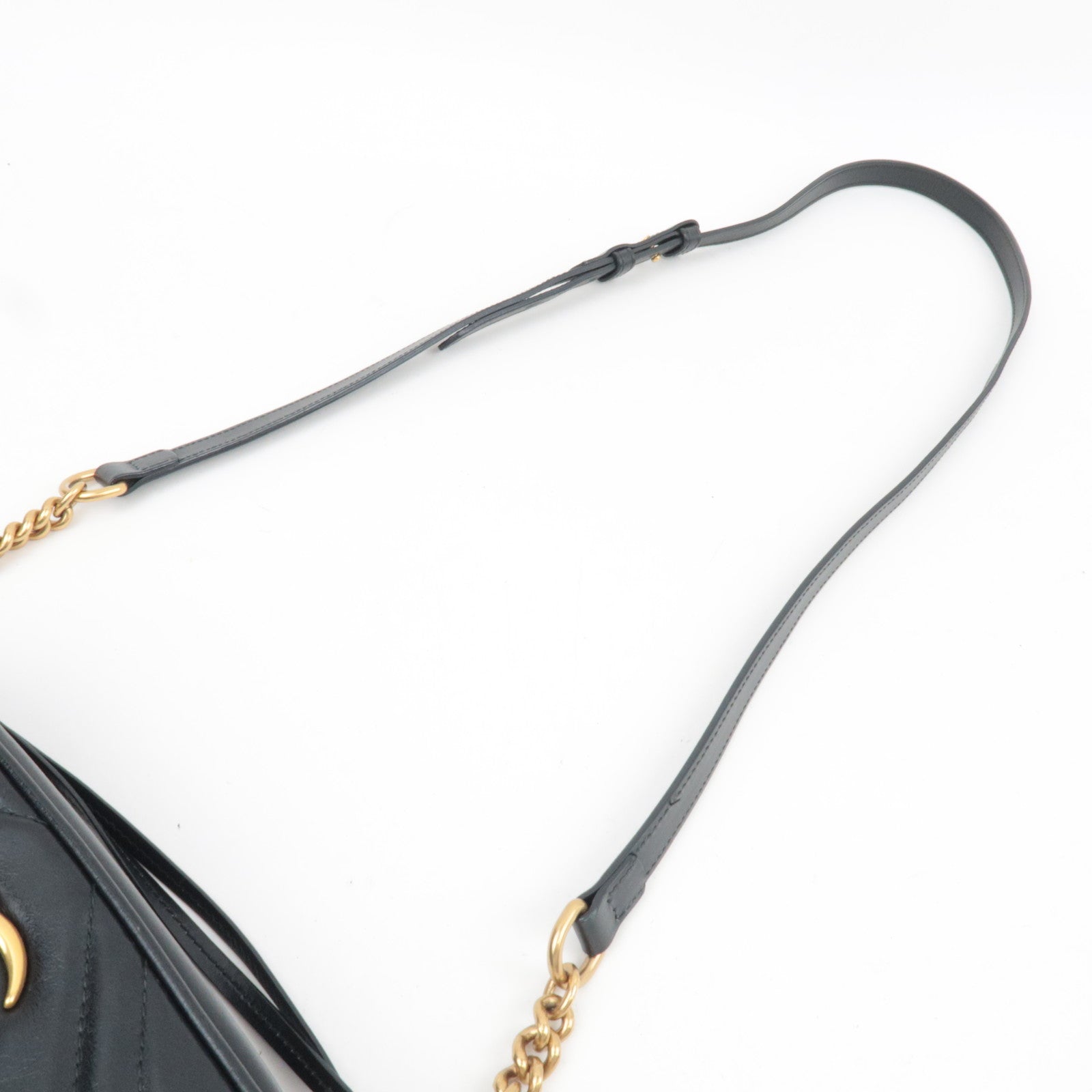 GUCCI GG Marmont Leather Shoulder Bag Black 447632