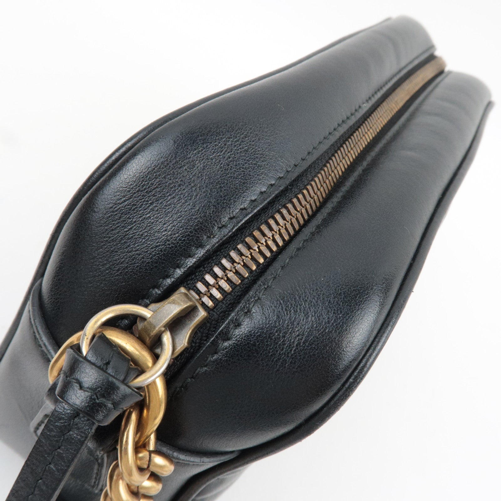 GUCCI GG Marmont Leather Shoulder Bag Black 447632