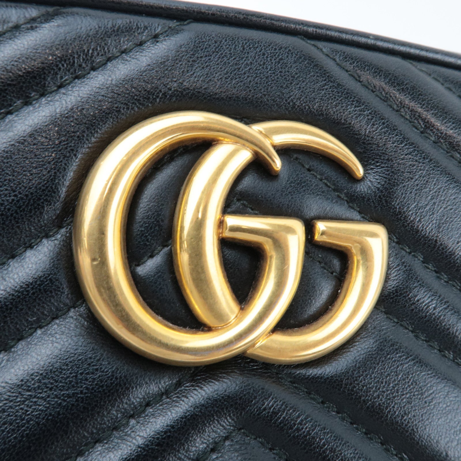 GUCCI GG Marmont Leather Shoulder Bag Black 447632