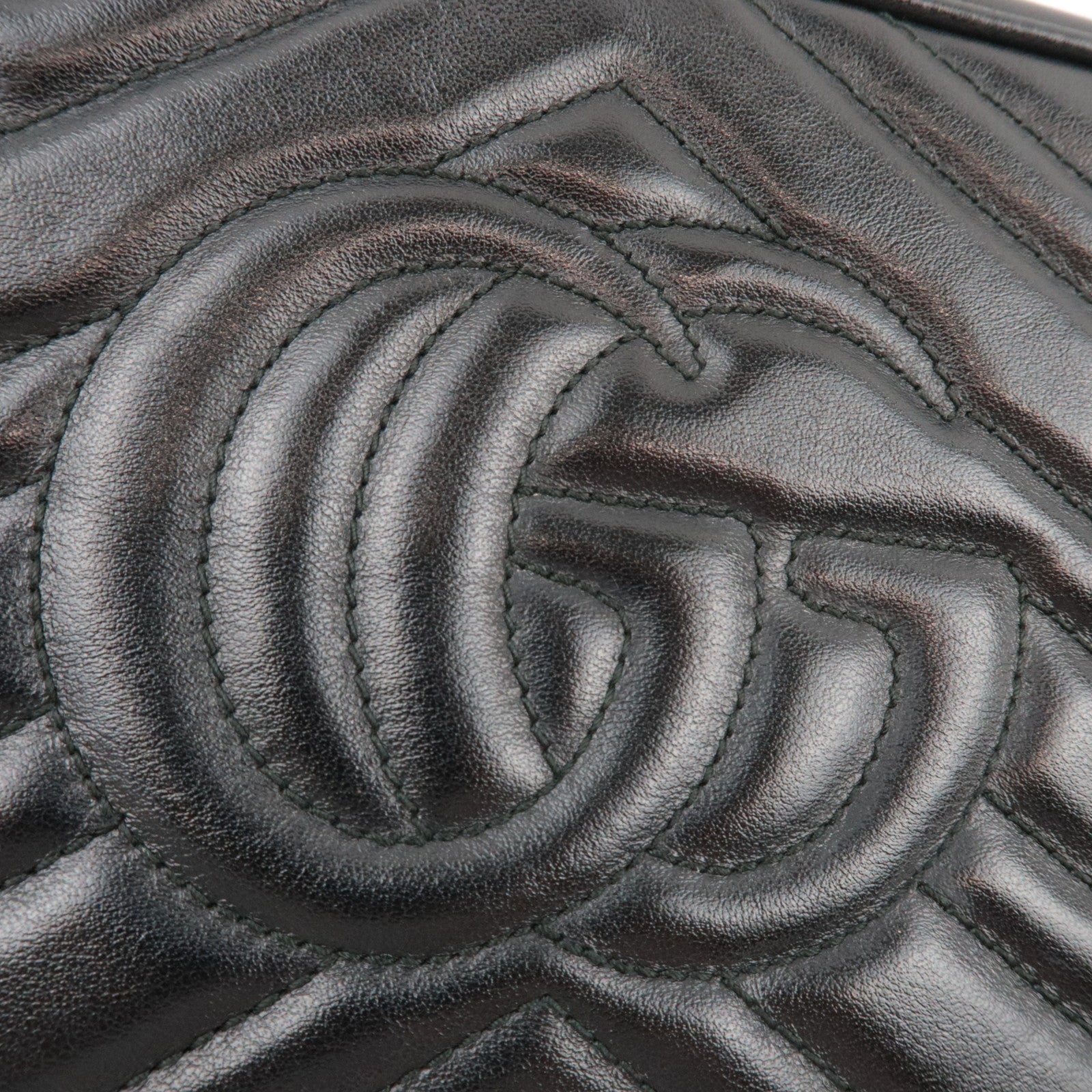 GUCCI GG Marmont Leather Shoulder Bag Black 447632