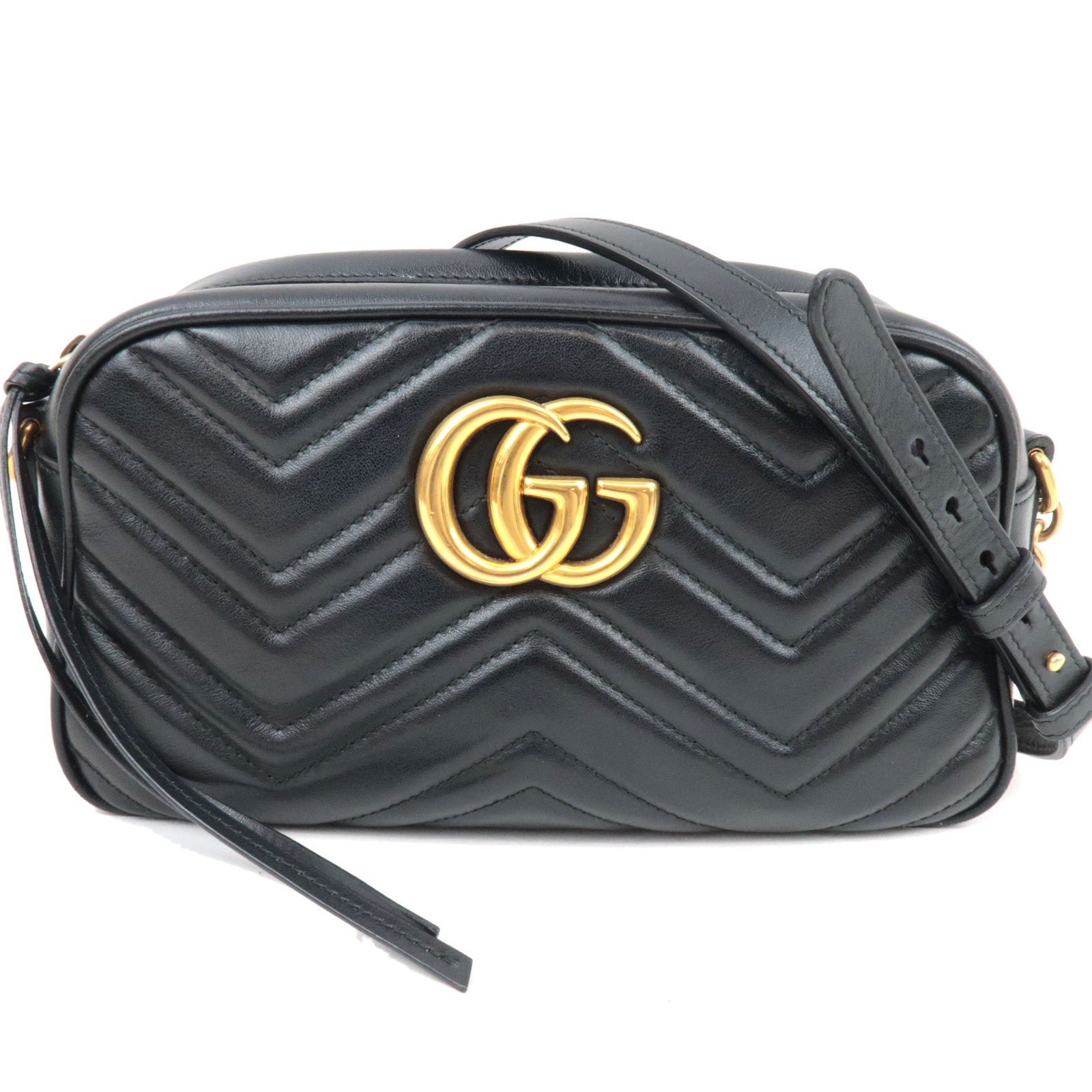 GUCCI GG Marmont Leather Shoulder Bag Black 44763282314