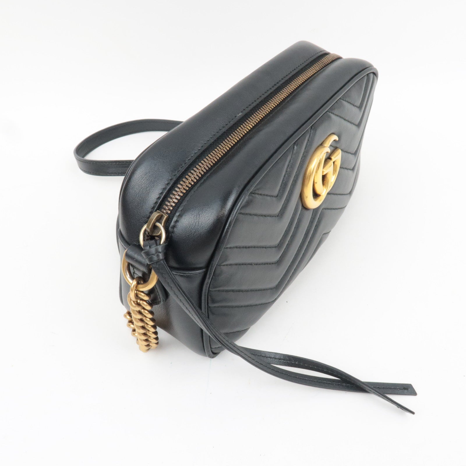 GUCCI GG Marmont Leather Shoulder Bag Black 447632